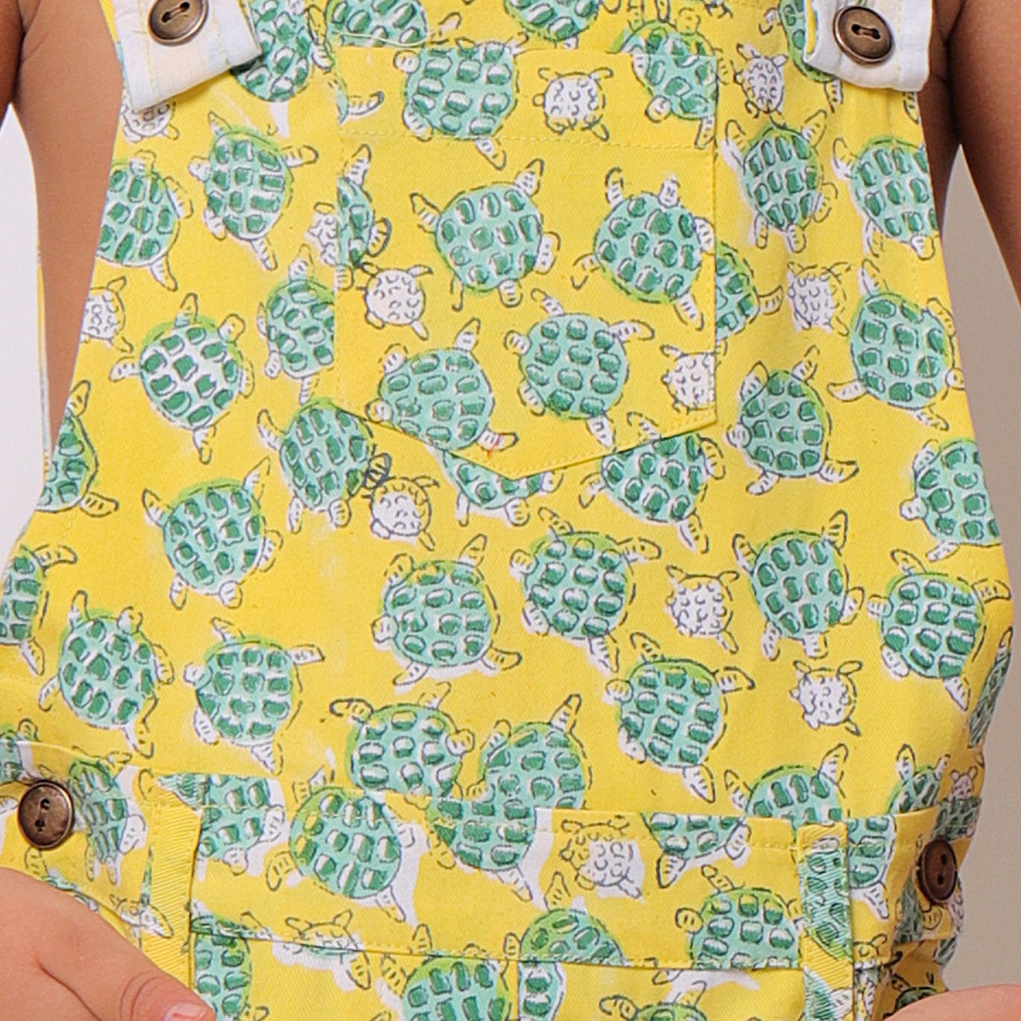 Tortoise print Full Length Dungarees Yellow