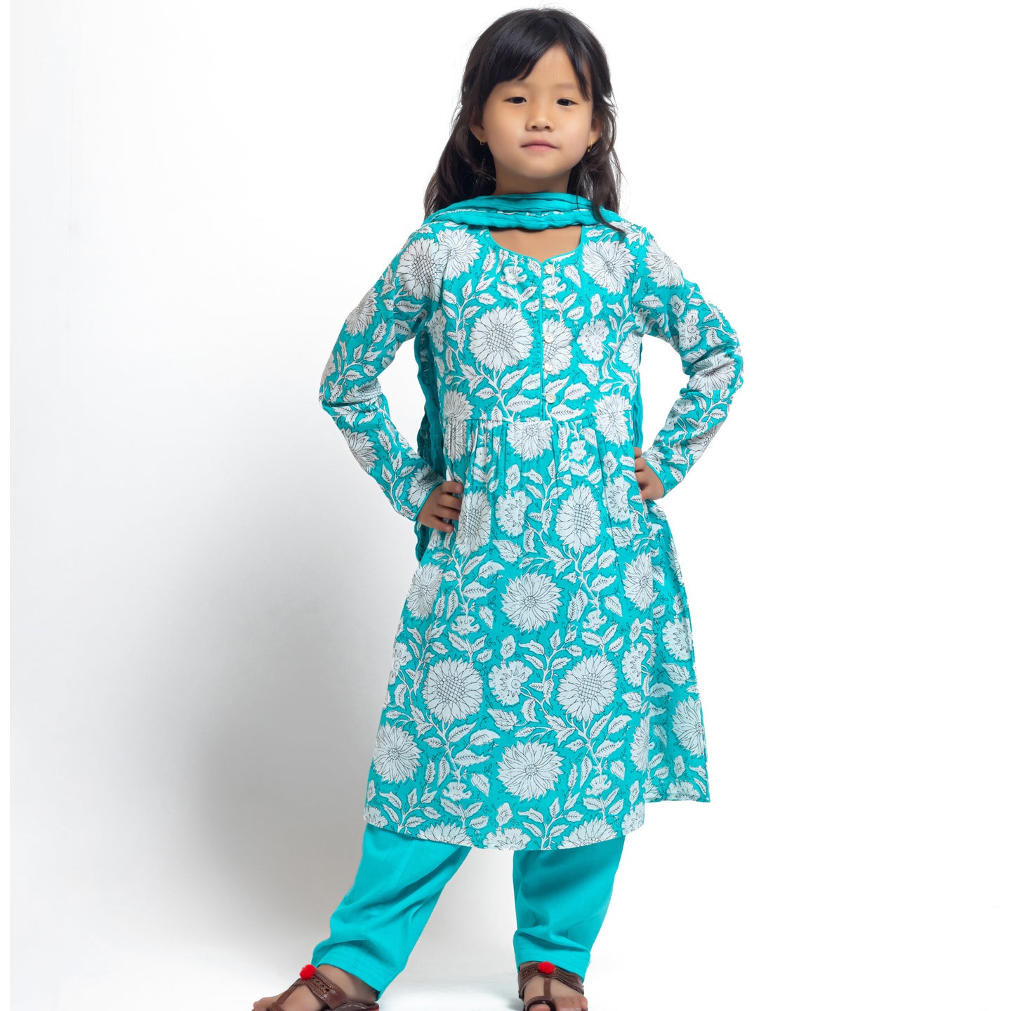 Papiha Kurta Set Turq Jaal