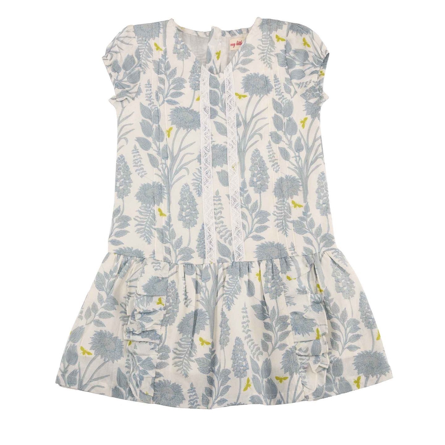 Girl's Printed Floral dress Grey