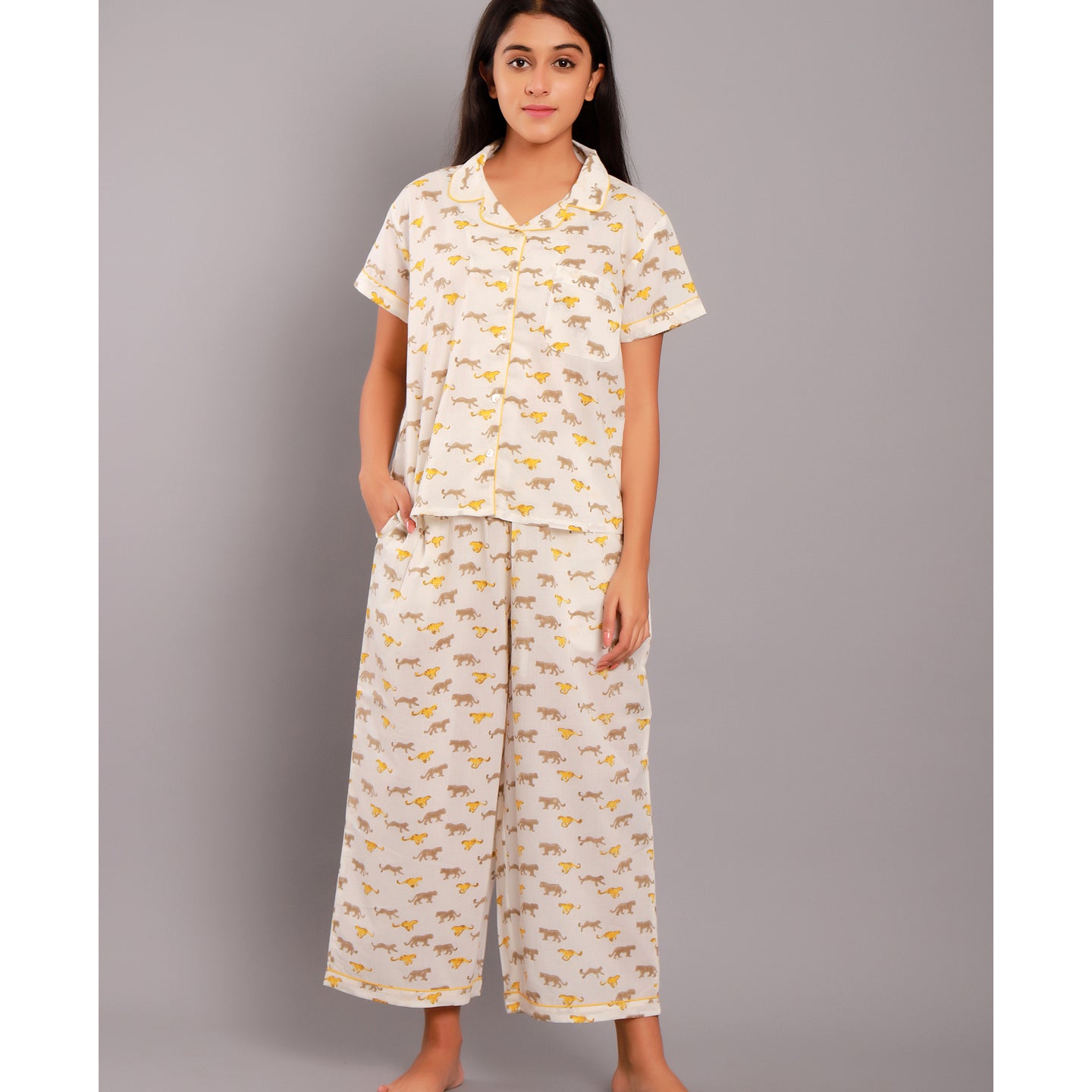 Leopard Night Suit Capris Set