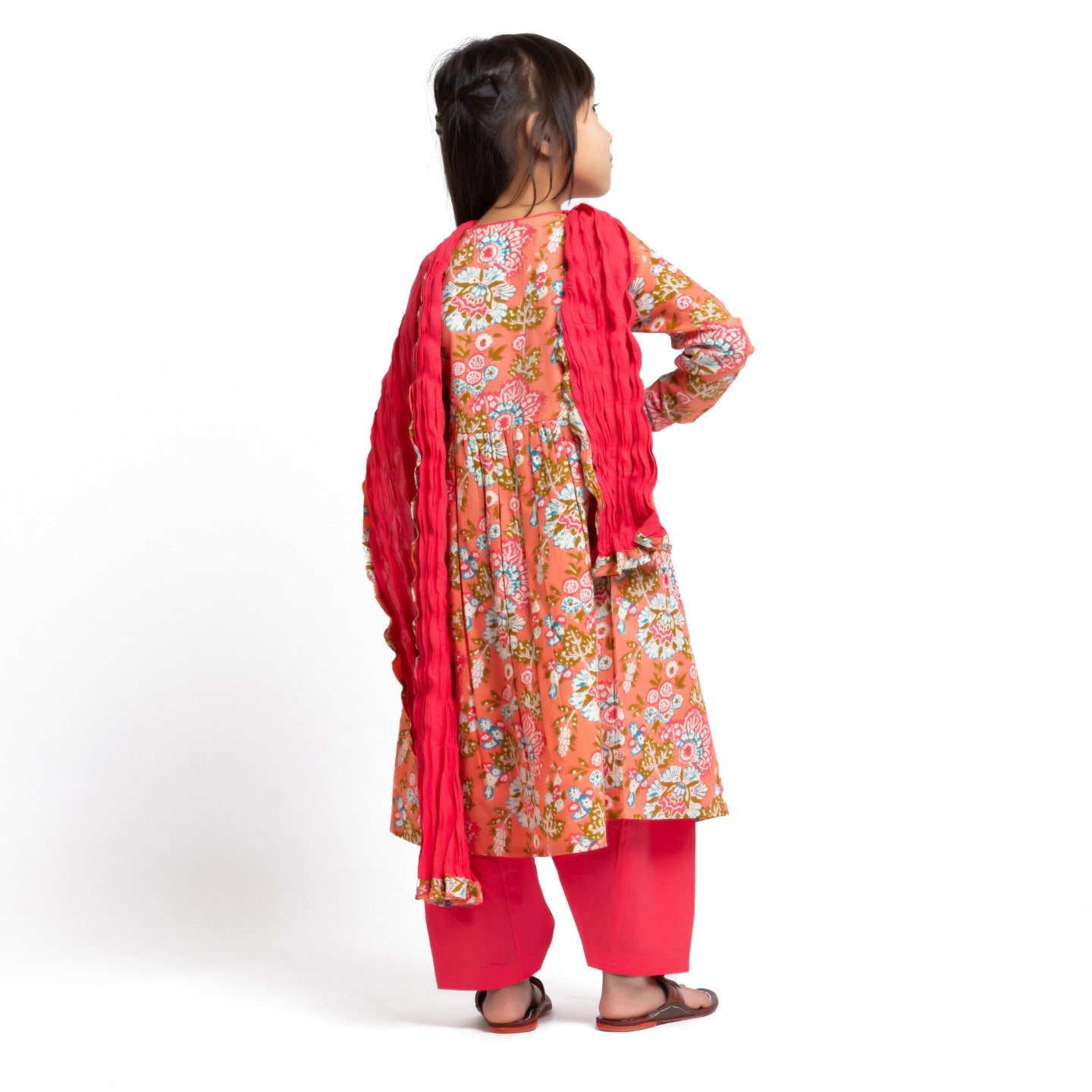 Papiha Kurta Set Peach Floral