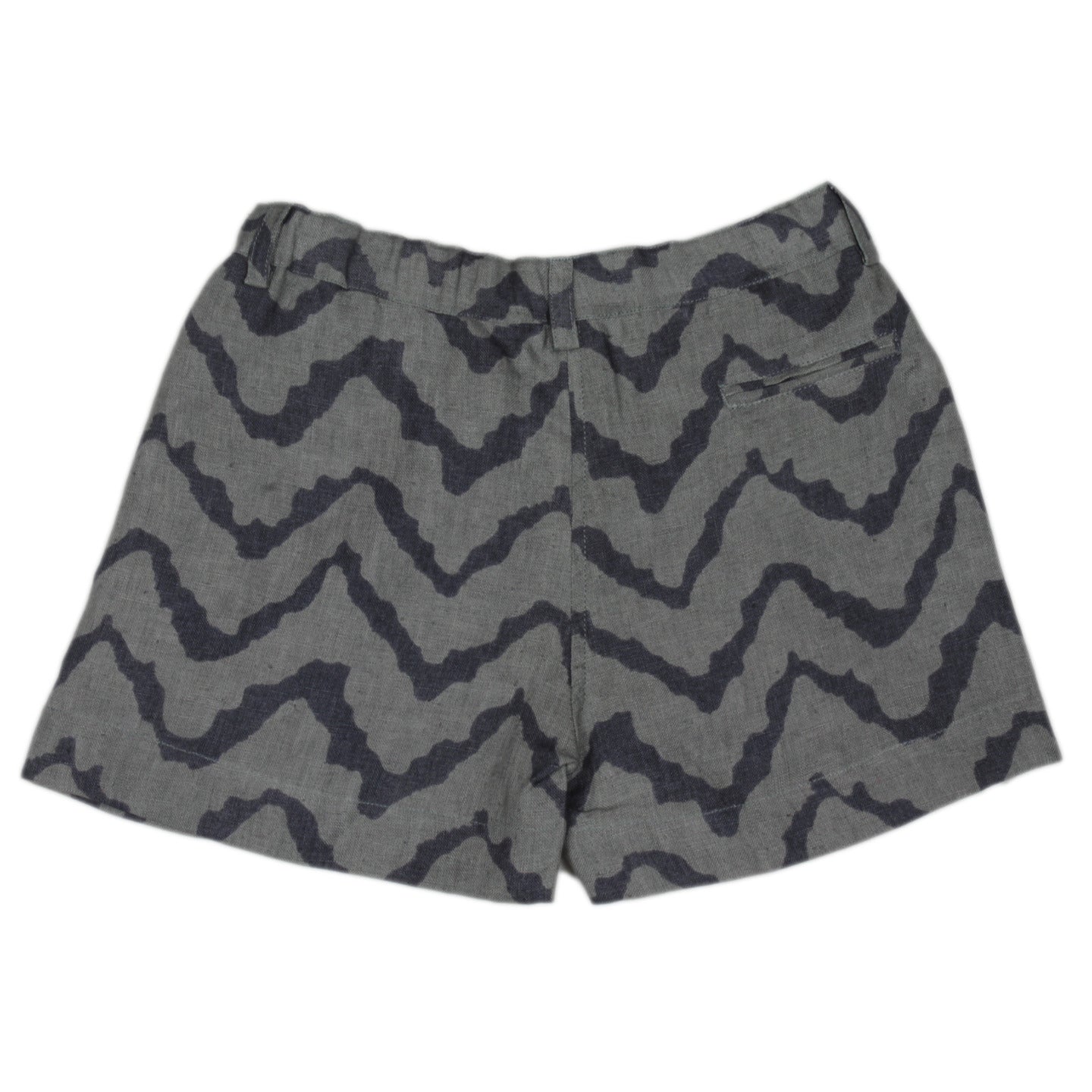 Linen Girls Printed Shorts Zig Zag Grey