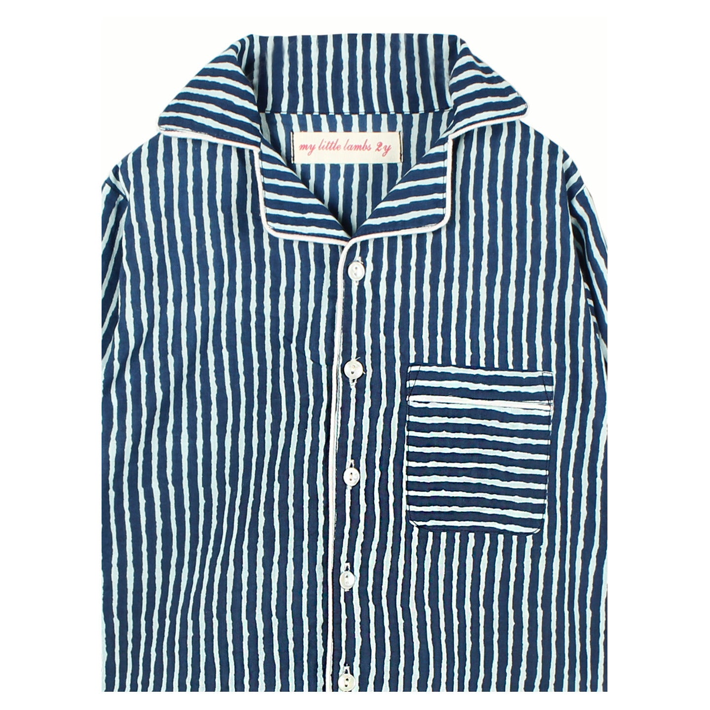 Printed Unisex Night Suit Striped Indigo