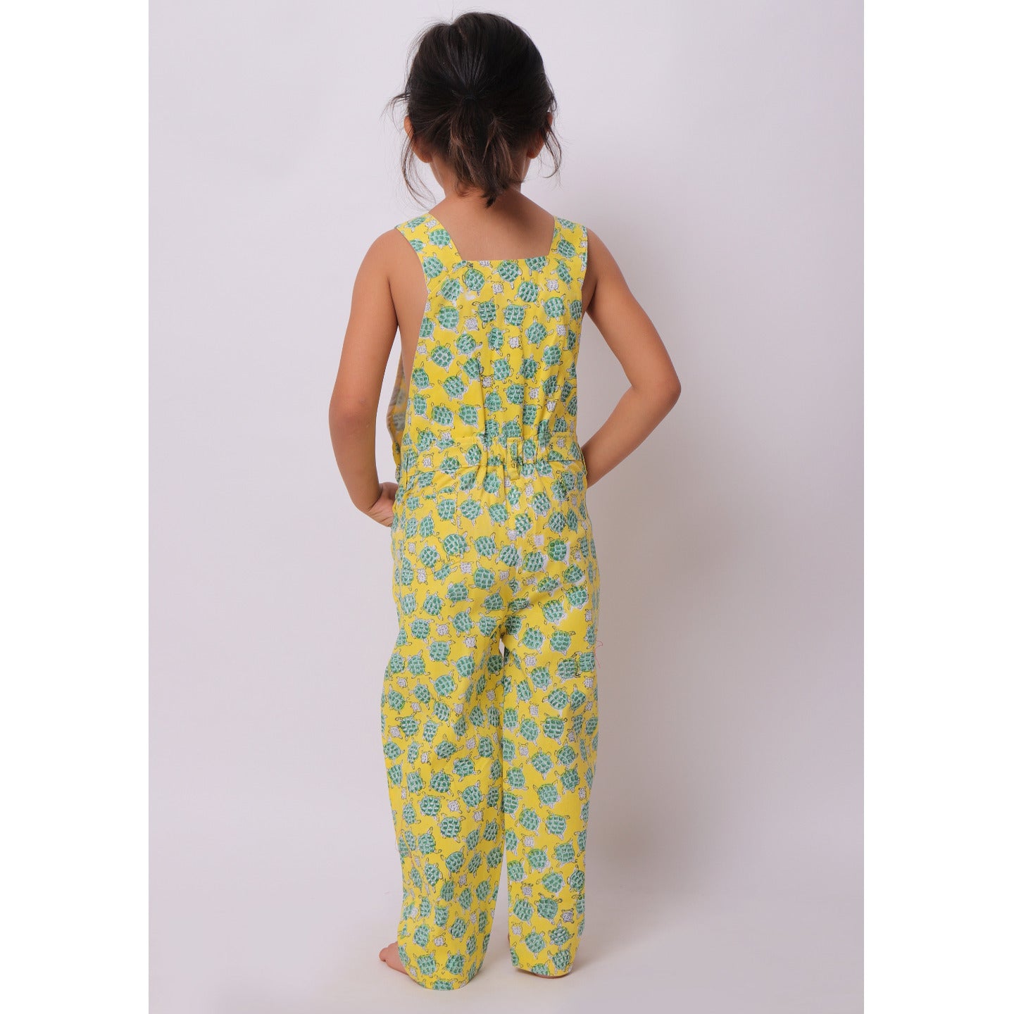 Tortoise print Full Length Dungarees Yellow