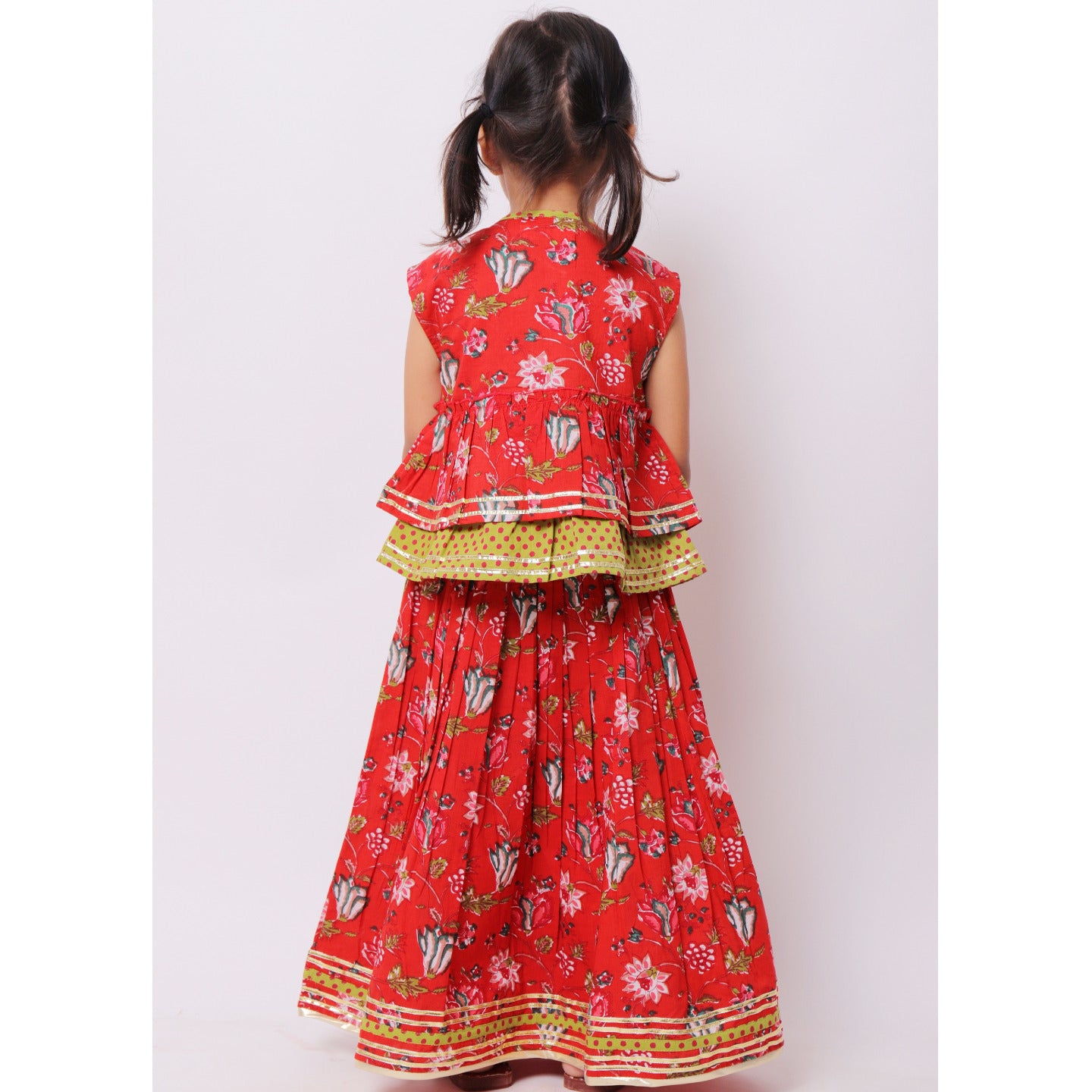 Red Jaal Lehenga Choli Set
