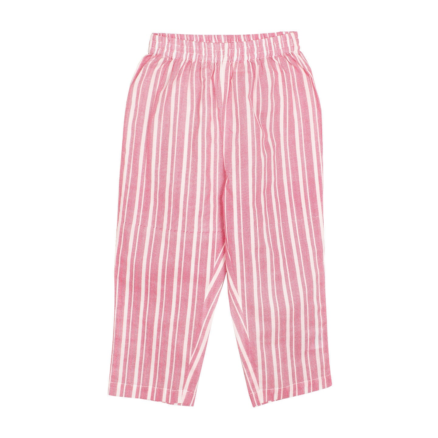Printed Girl's Night Suit Set Chevron Stripes Pink