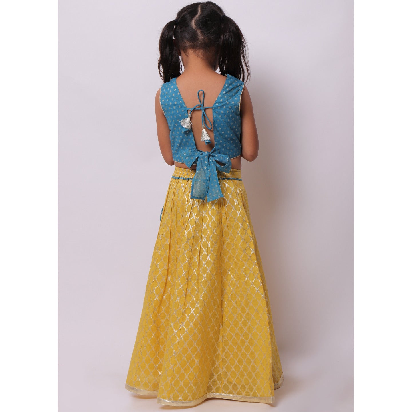 Banarasi Madhu Lehenga Blue- Yellow