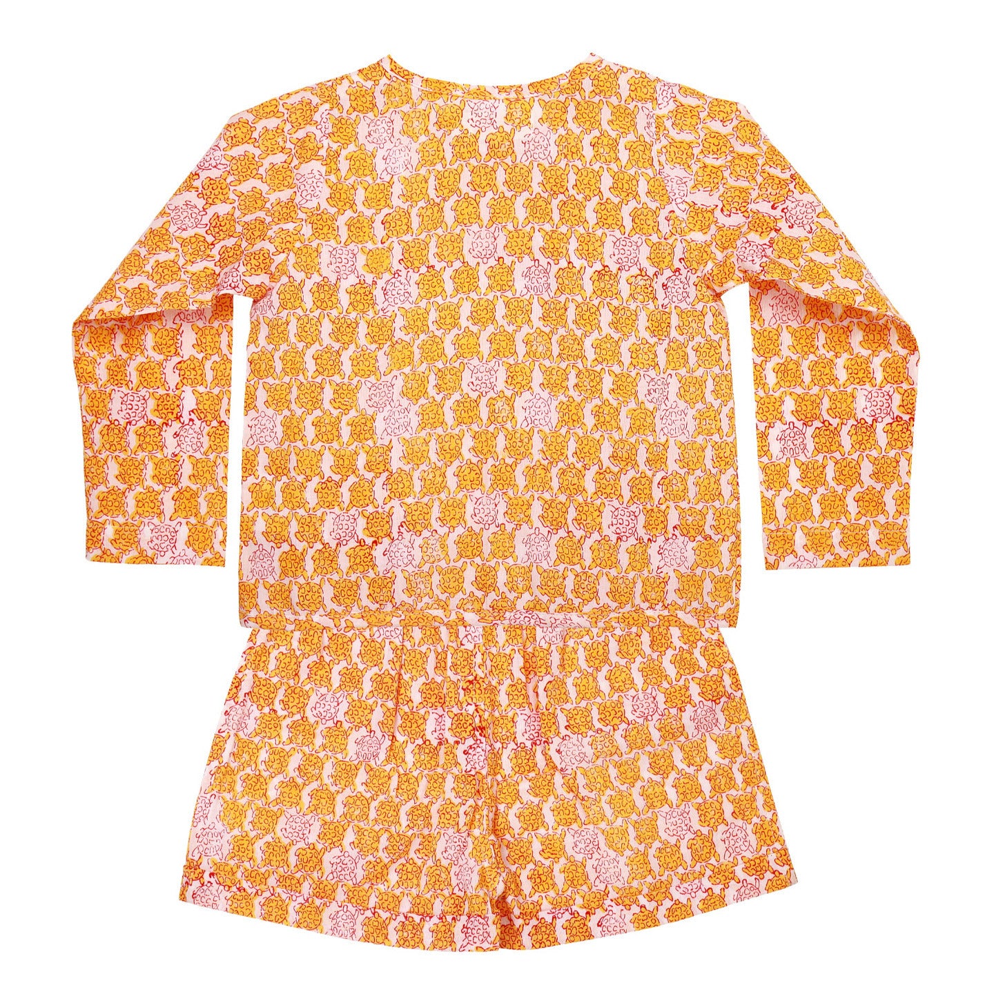 Block Printed Baby Clothing Set Sea Turtle Yellow