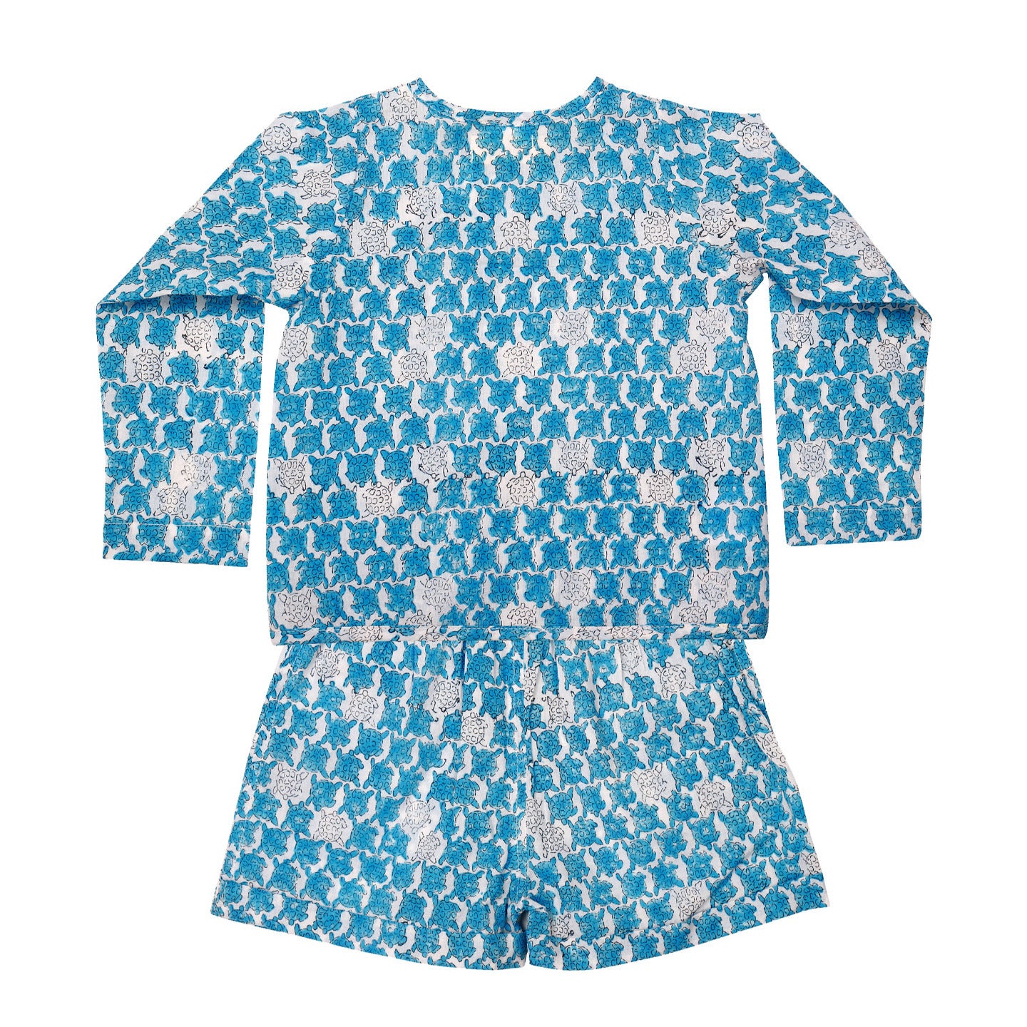 Block Printed Baby Clothing Set Sea Turtle Blue