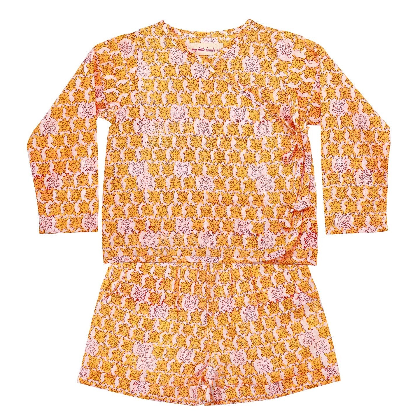 Block Printed Baby Clothing Set Sea Turtle Yellow