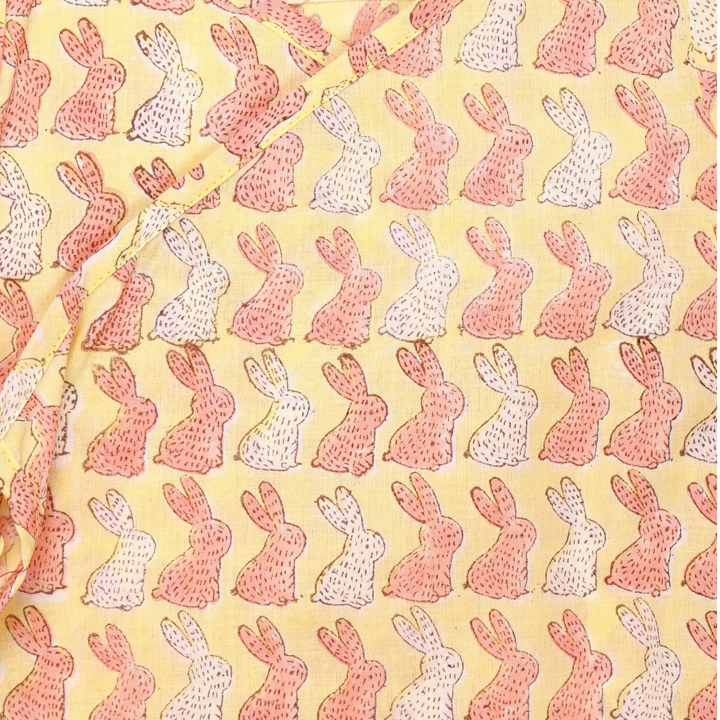 Block Printed Baby Clothing Set Bunny Yellow