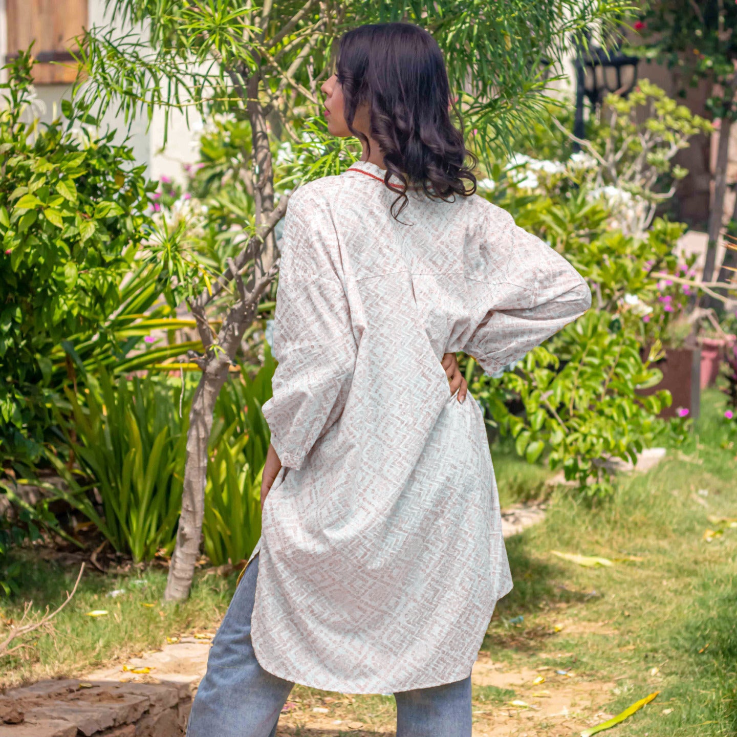 Women Block printed oversized shirt dress