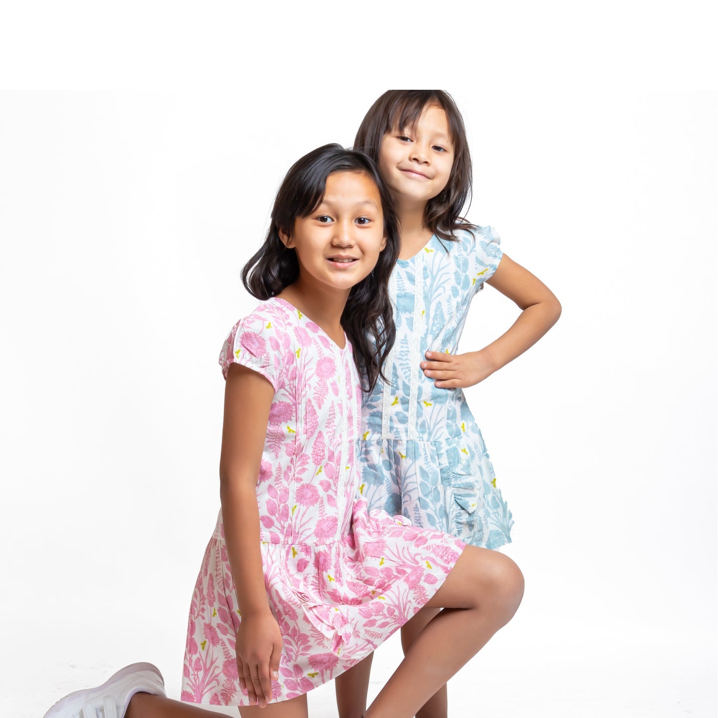 Girl's Printed Floral dress Grey