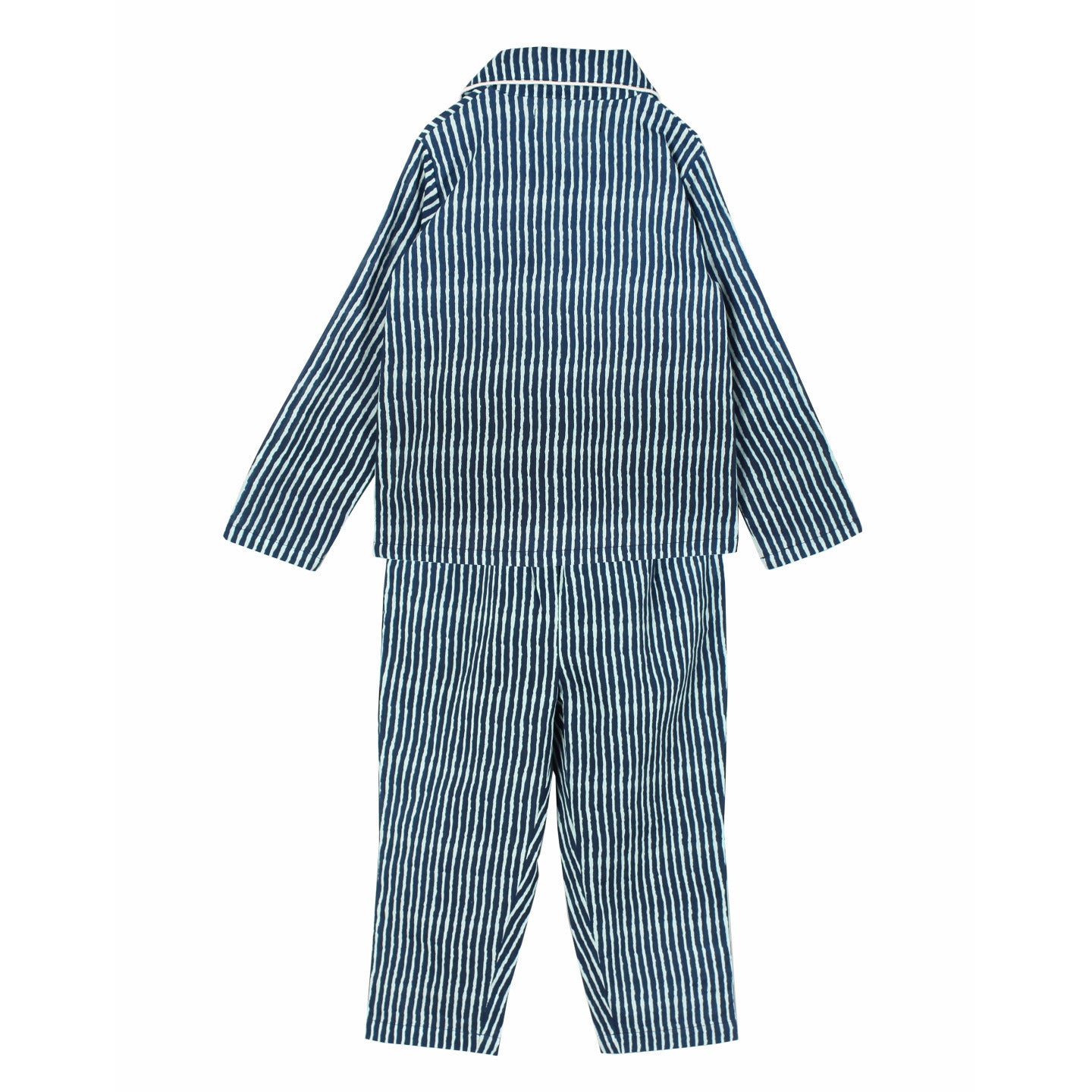 Printed Unisex Night Suit Striped Indigo
