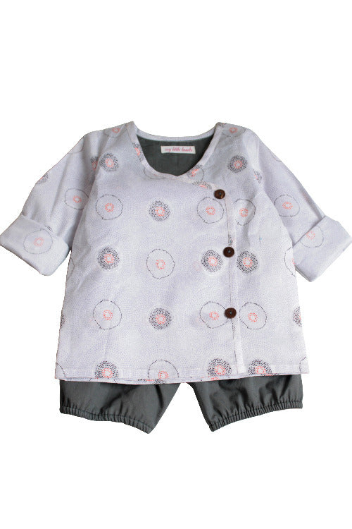 Dot Grey Top + Bloomer