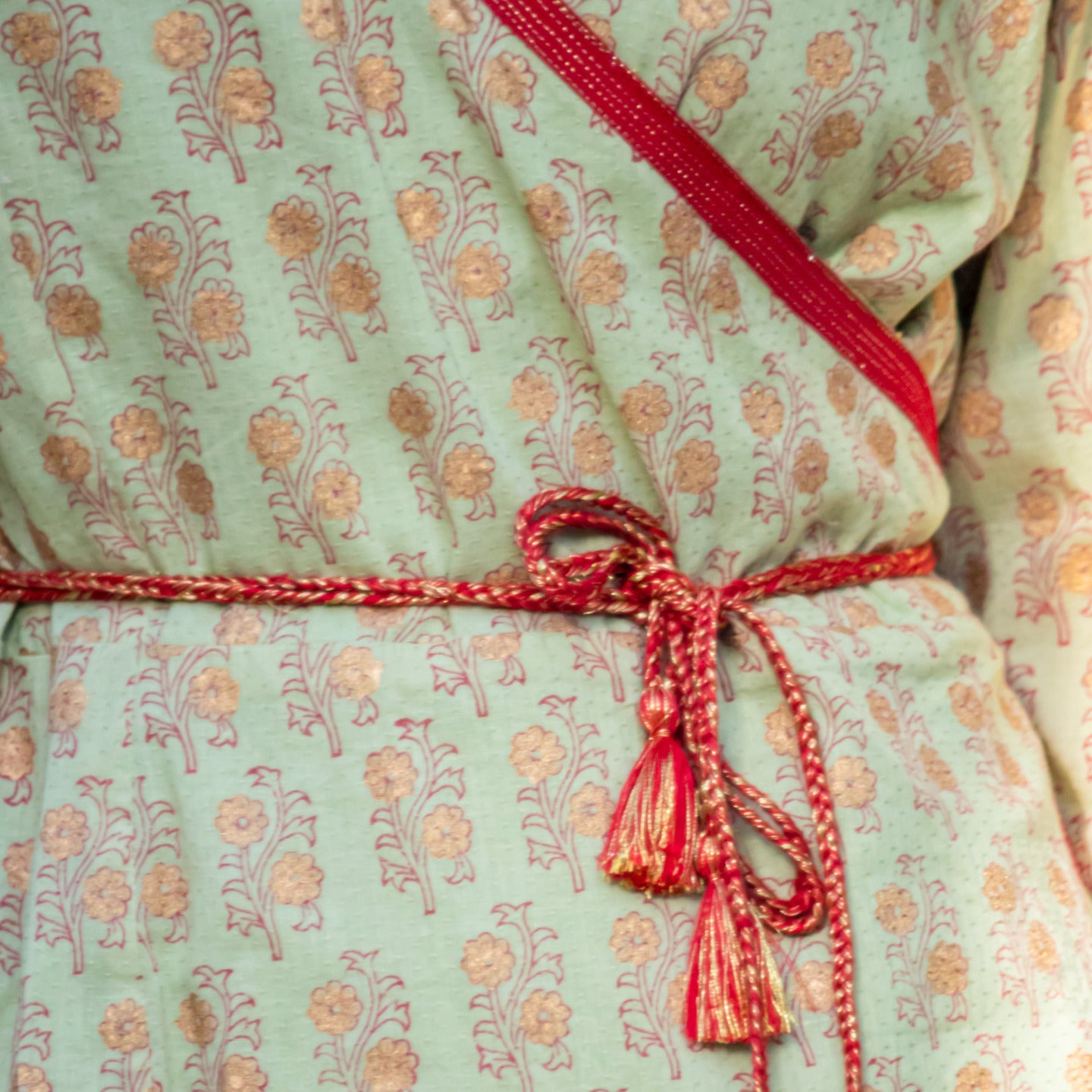 Women wrap around block printed dress