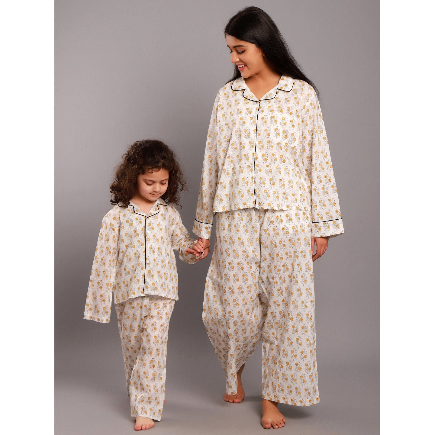 Women nightsuit Ethnic buti yellow