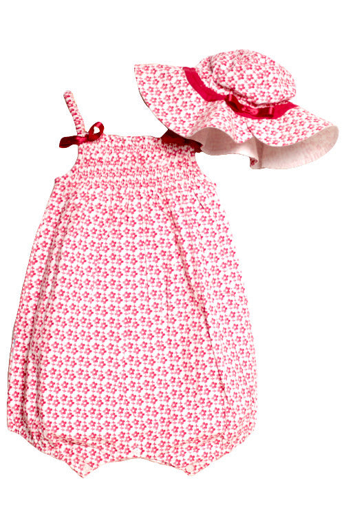 Esmee Romper Red Floral + Hat