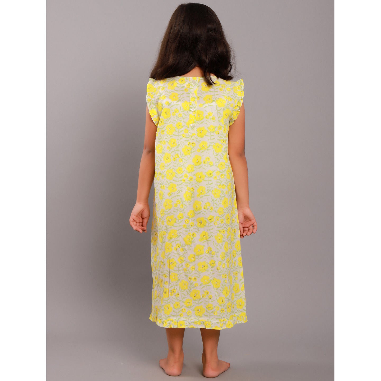 Floral Girls' Night Dress Yellow