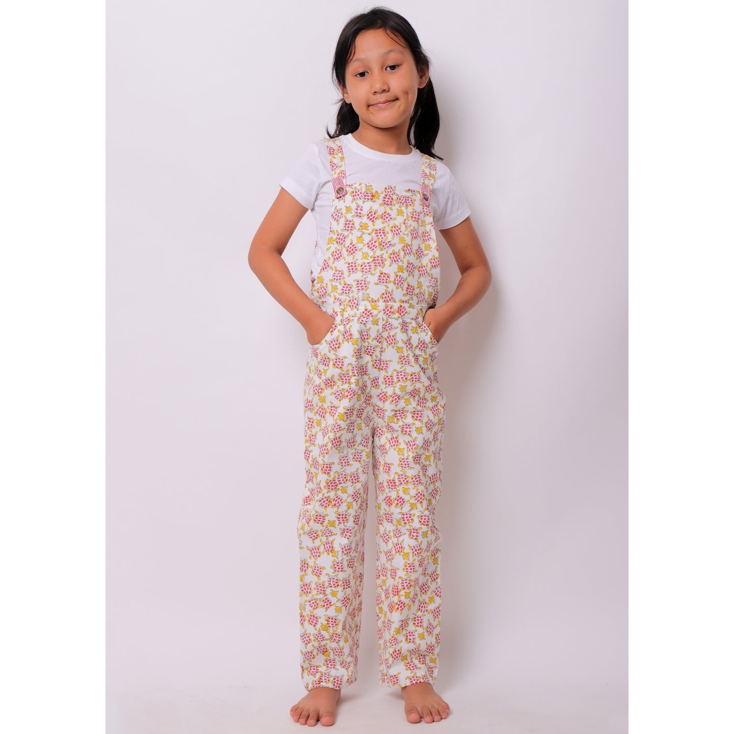 Tortoise print Full Length Dungarees Red