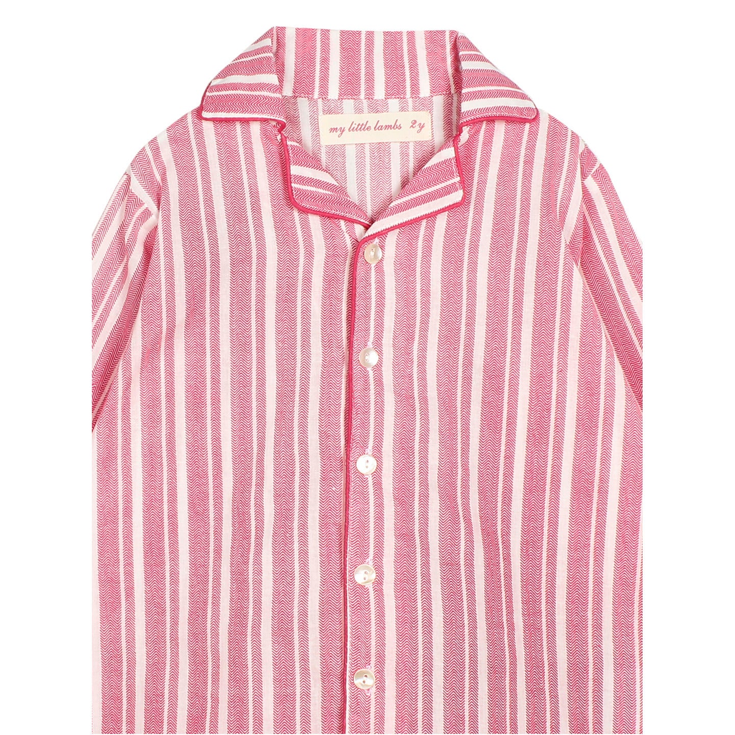 Printed Girl's Night Suit Set Chevron Stripes Pink