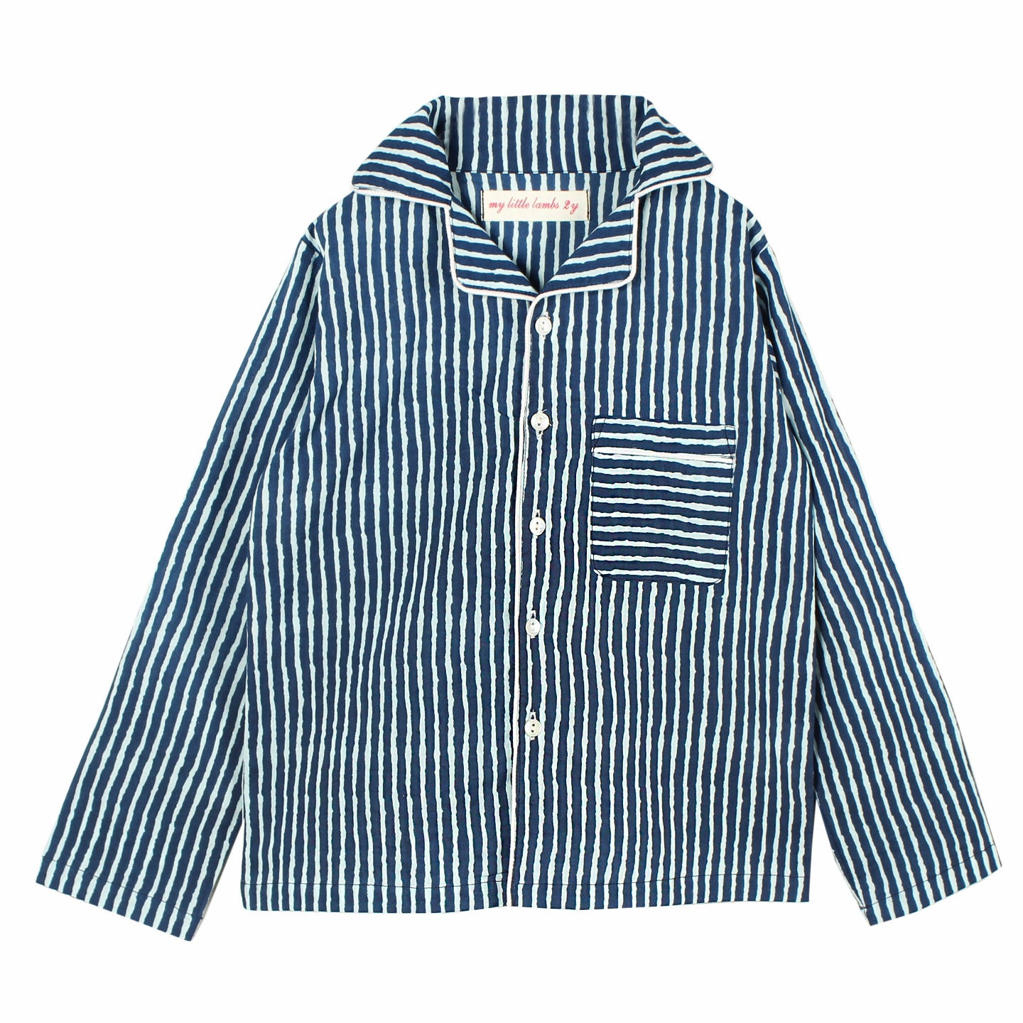 Printed Unisex Night Suit Striped Indigo