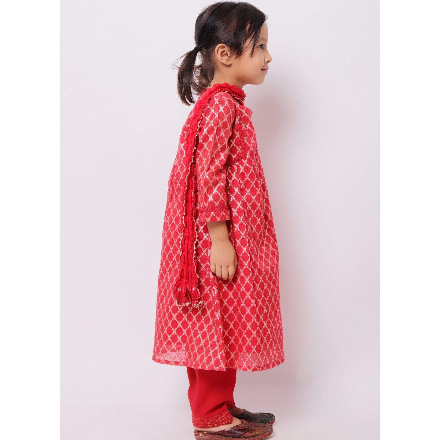 Banarasi Shaili Kurta Set Red