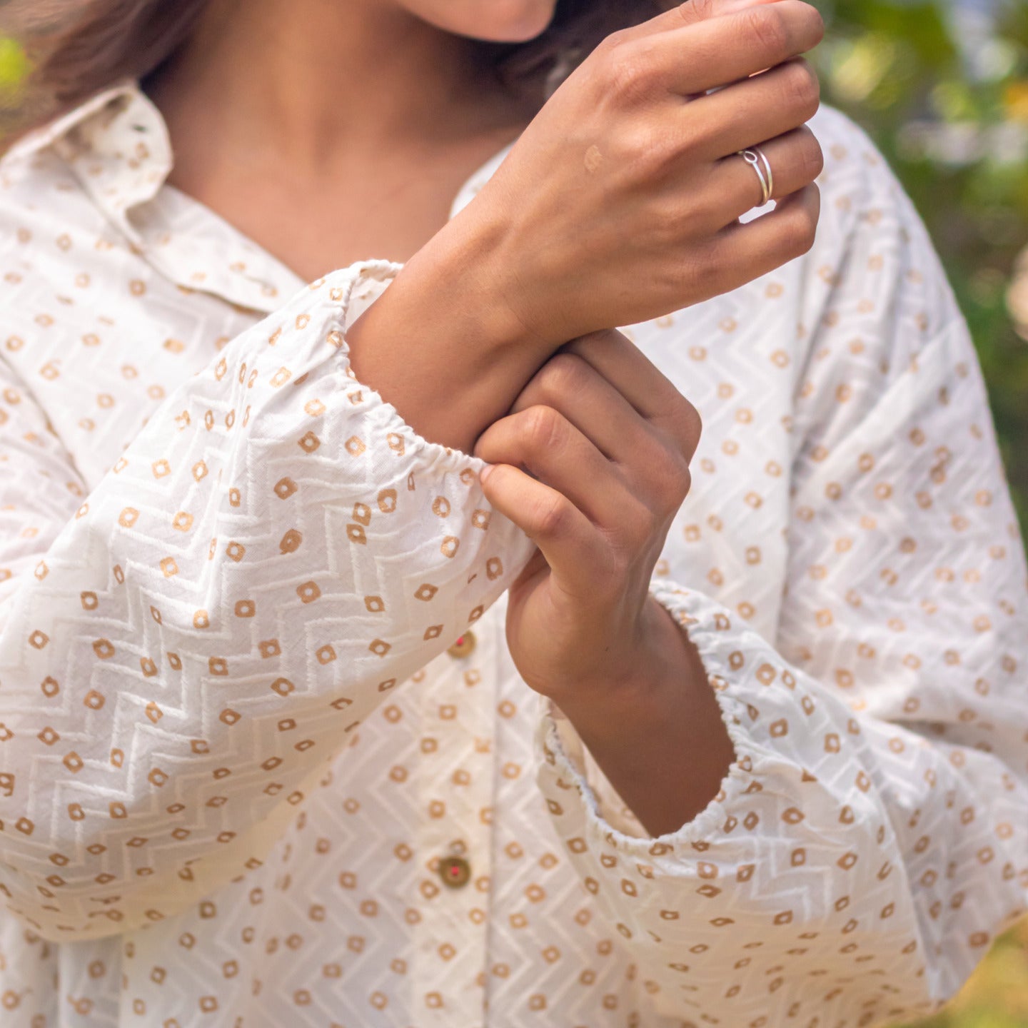 Women Block printed oversized shirt White