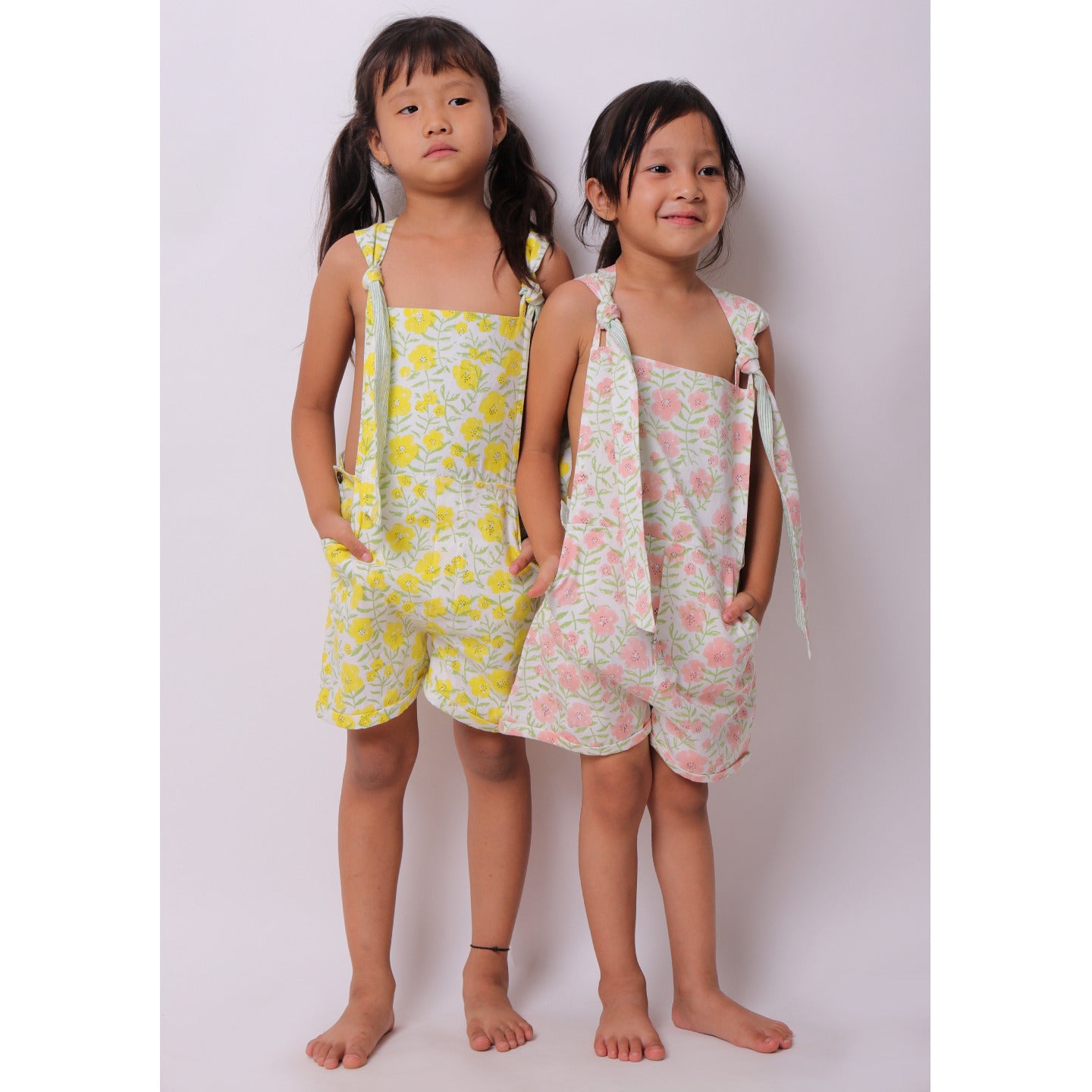 Floral Short Dungaree Pink