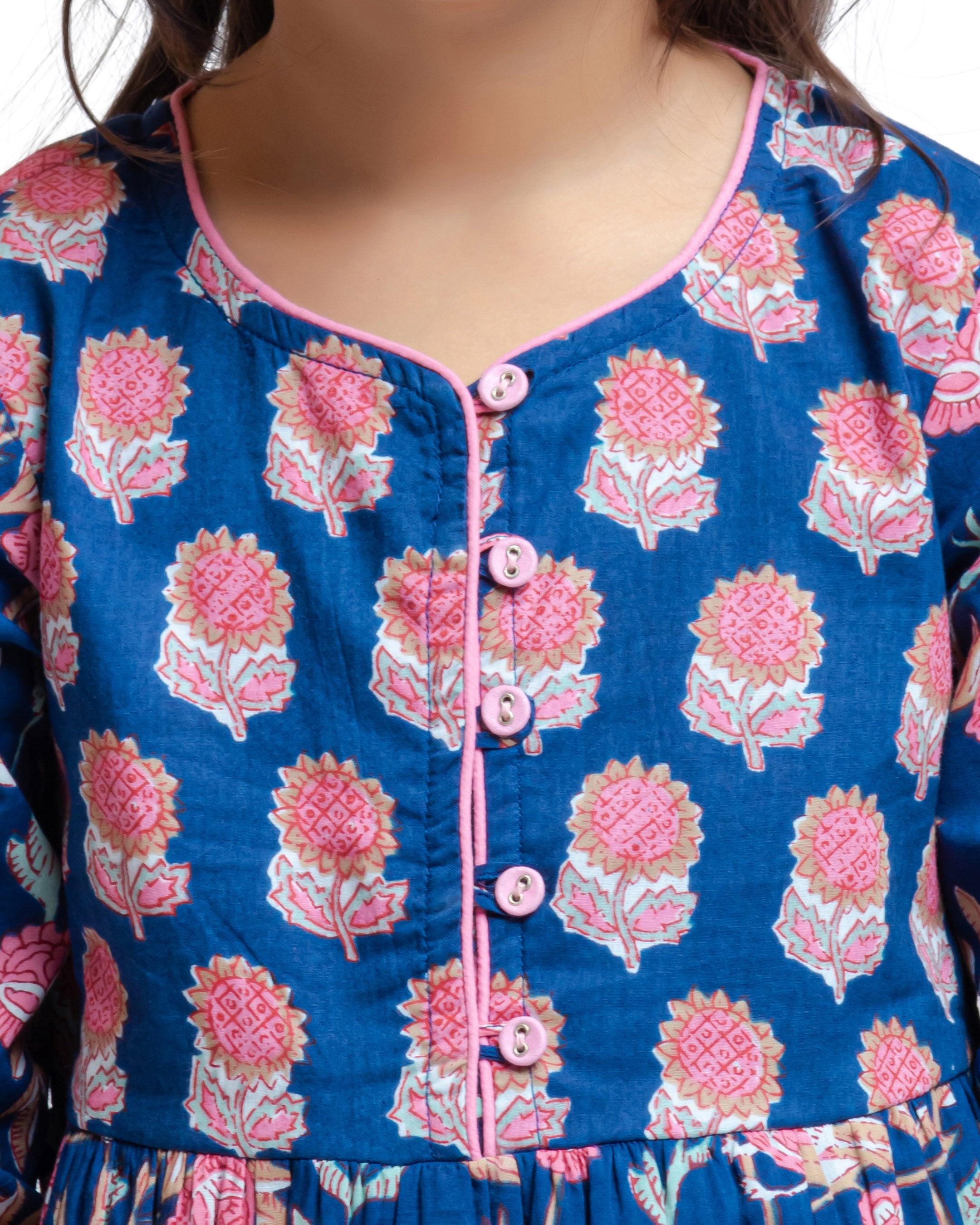 Papiha Kurta Set Sunflower Bird Blue