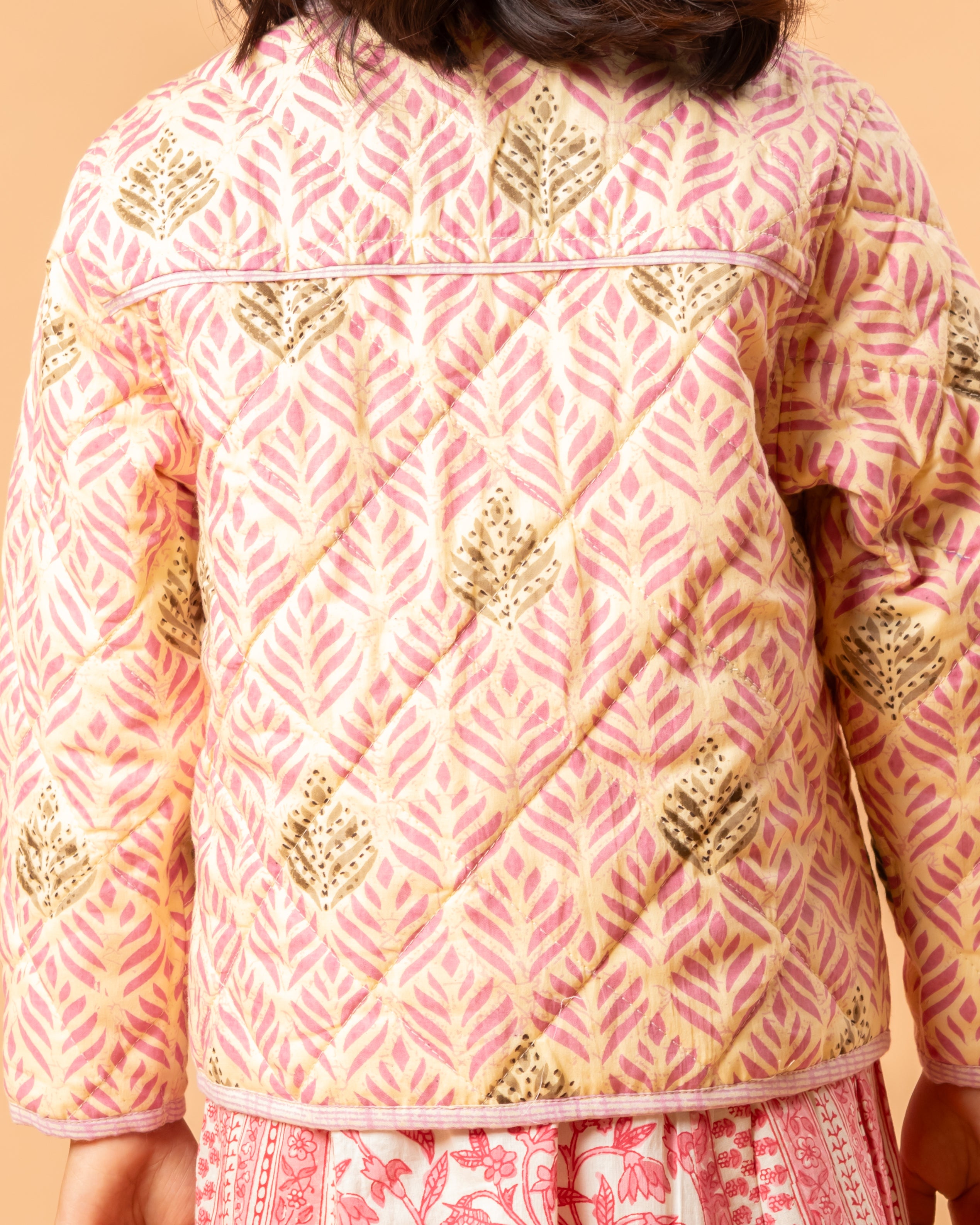 Quilted Reversible Jacket Pink Leaf