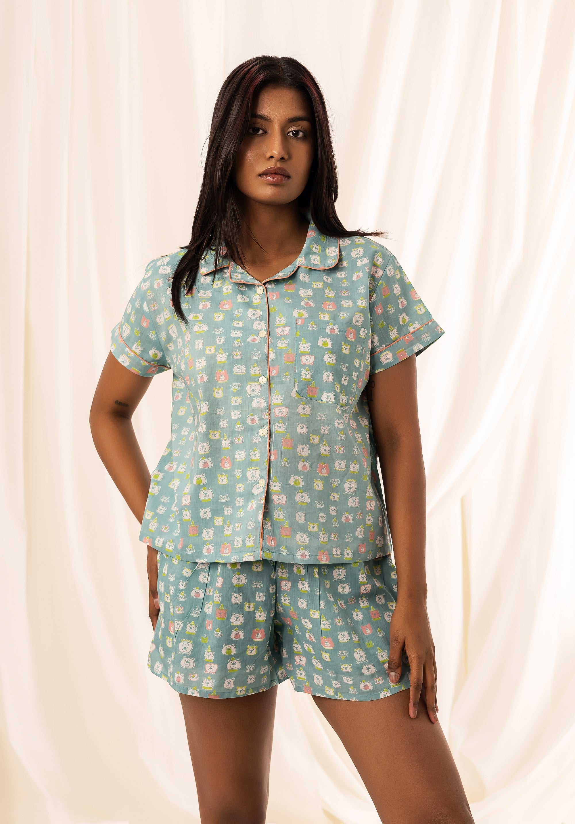 Premium cotton Women Nightsuit Shorts Bear