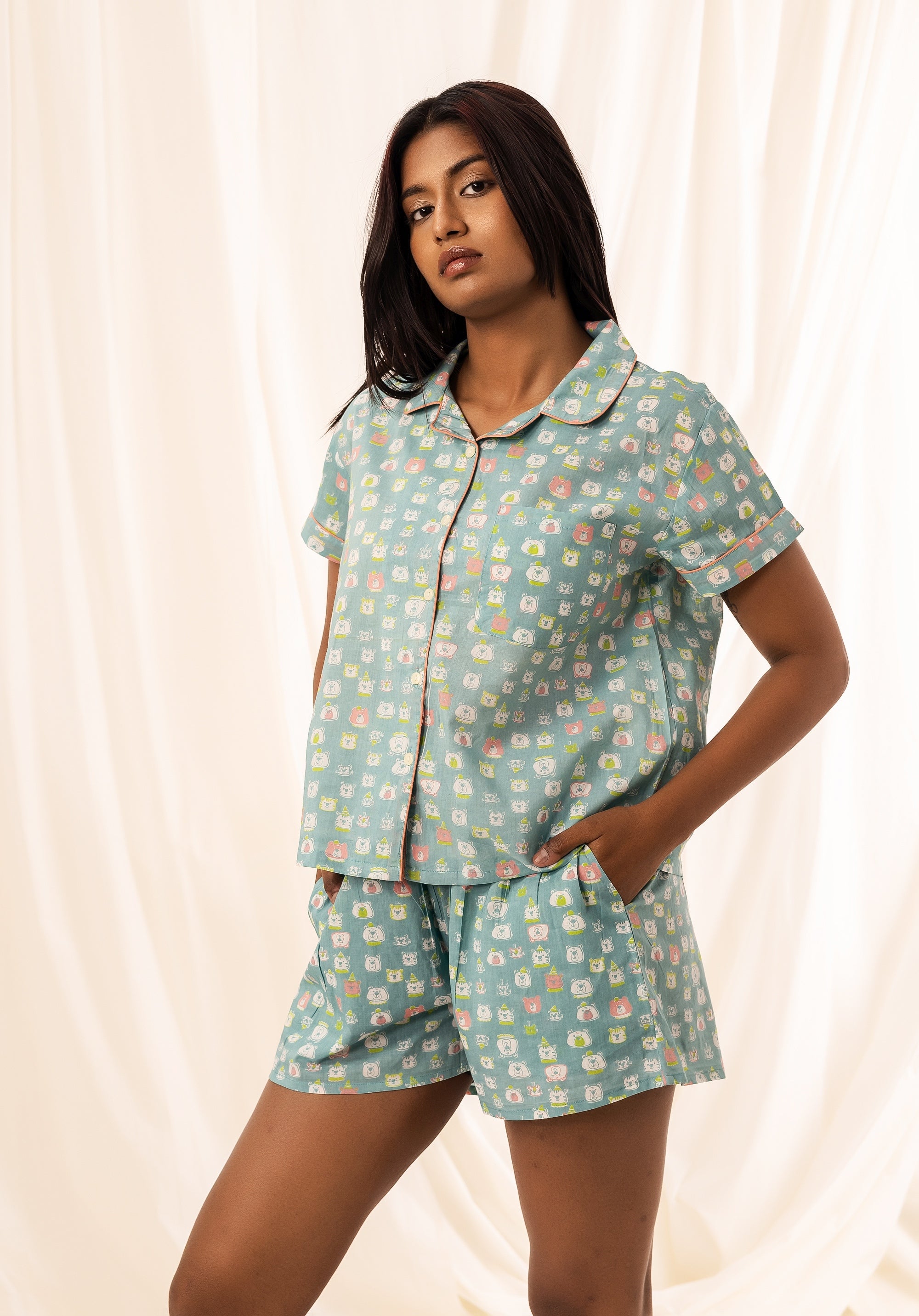 Premium cotton Women Nightsuit Shorts Bear