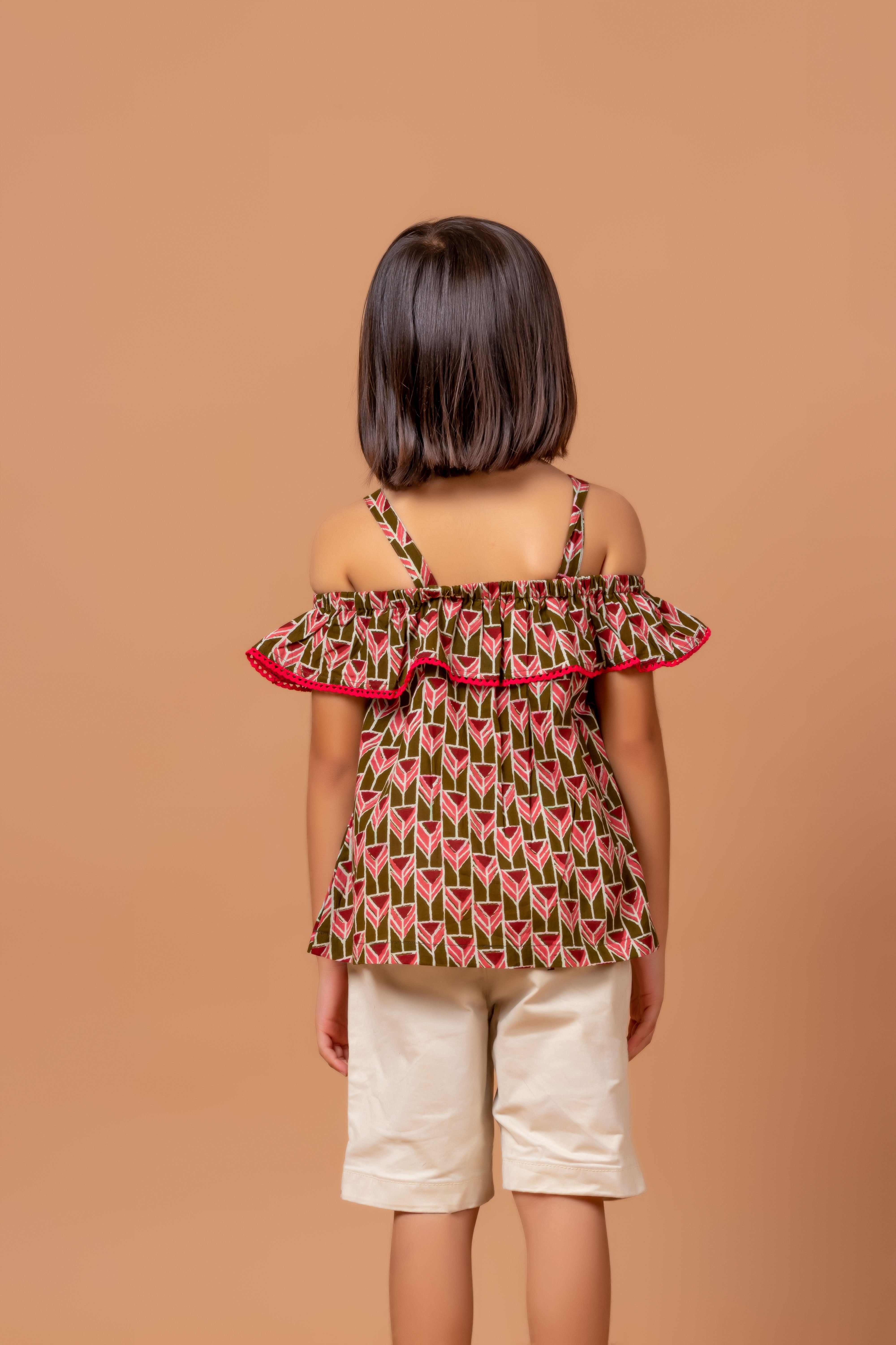 Girls Printed Top Meesha Geo Red