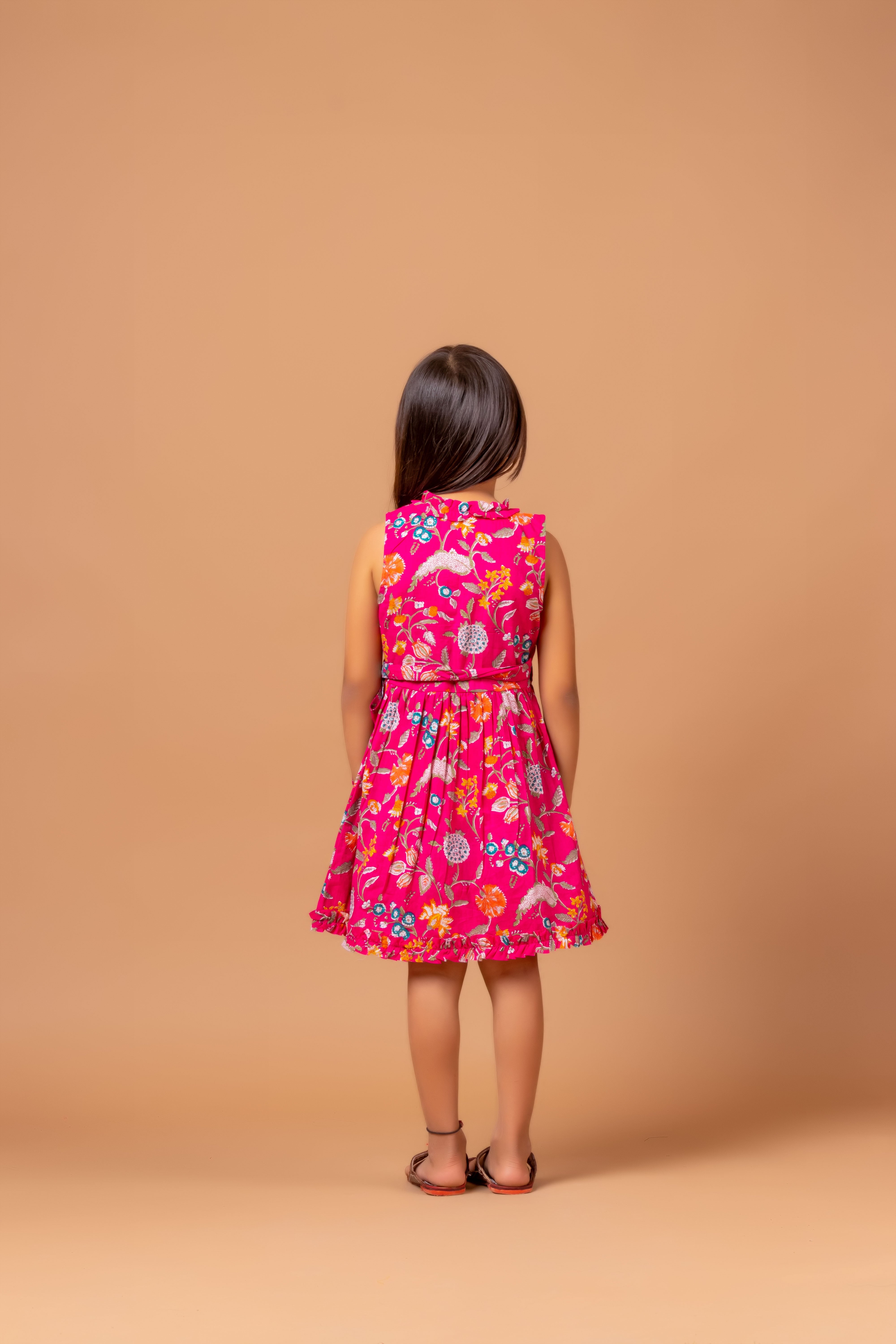 Printed Wrap- Dress Garima Fuchsia Pink Jaal