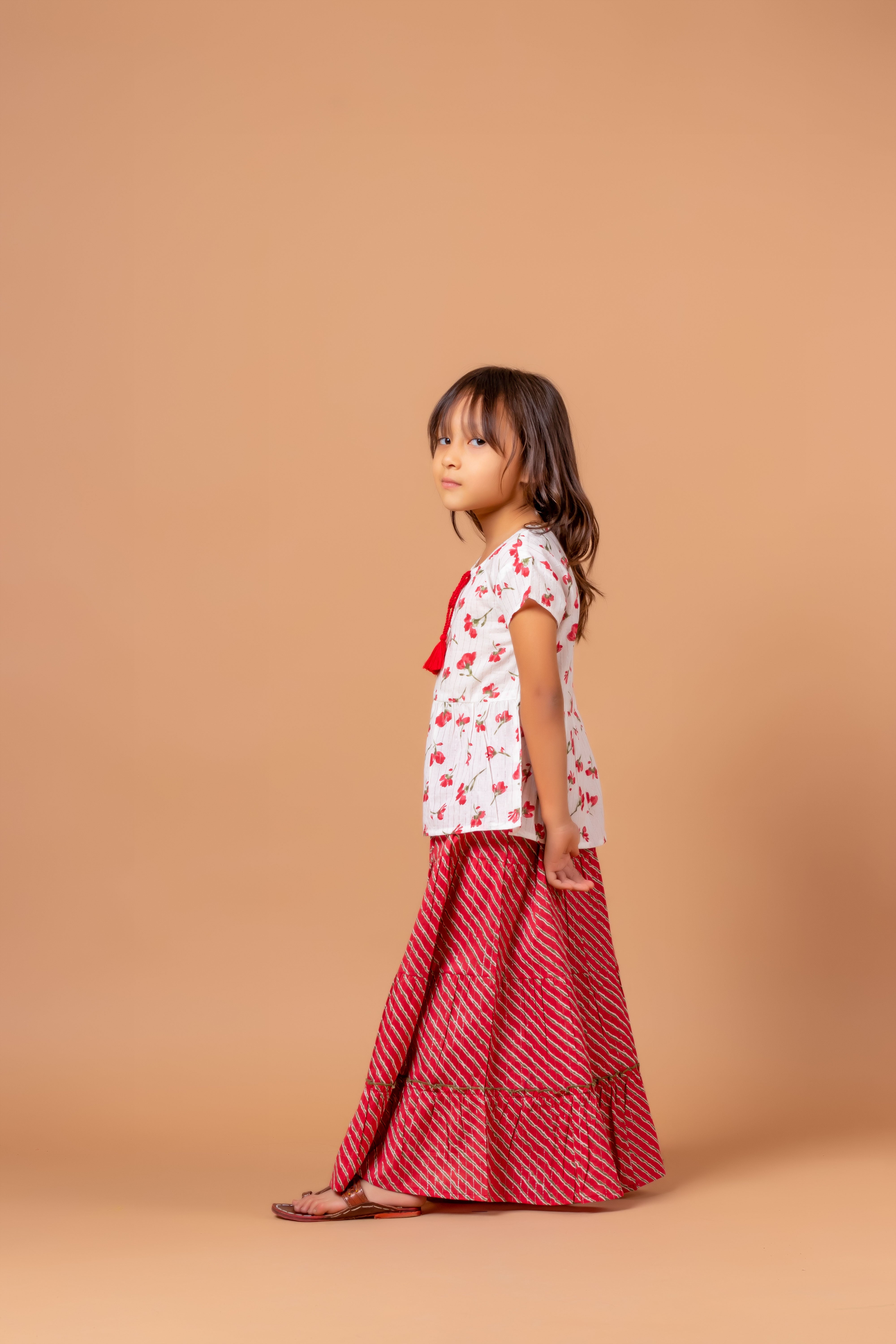 Girls Lehenga Choli Set Sawan Floral Red