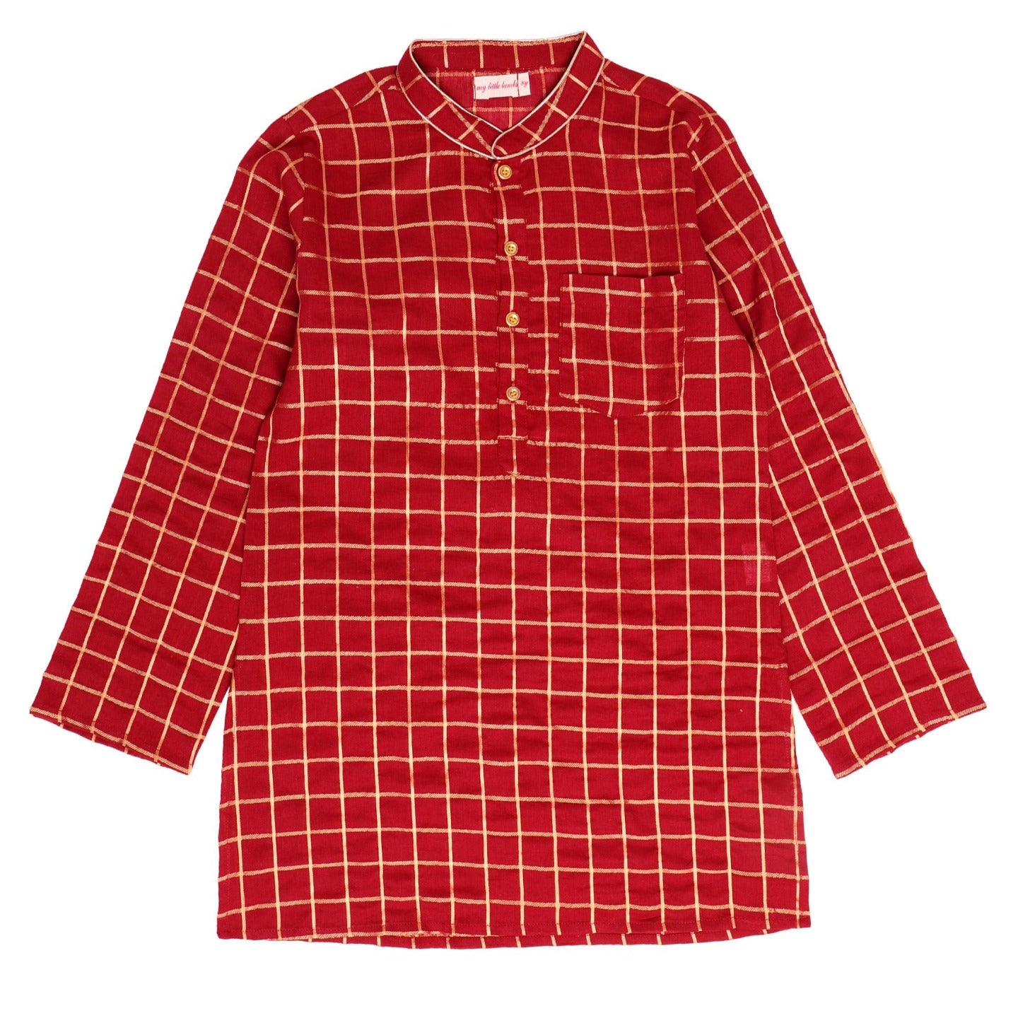 Red Check Boy's Kurta PJ set