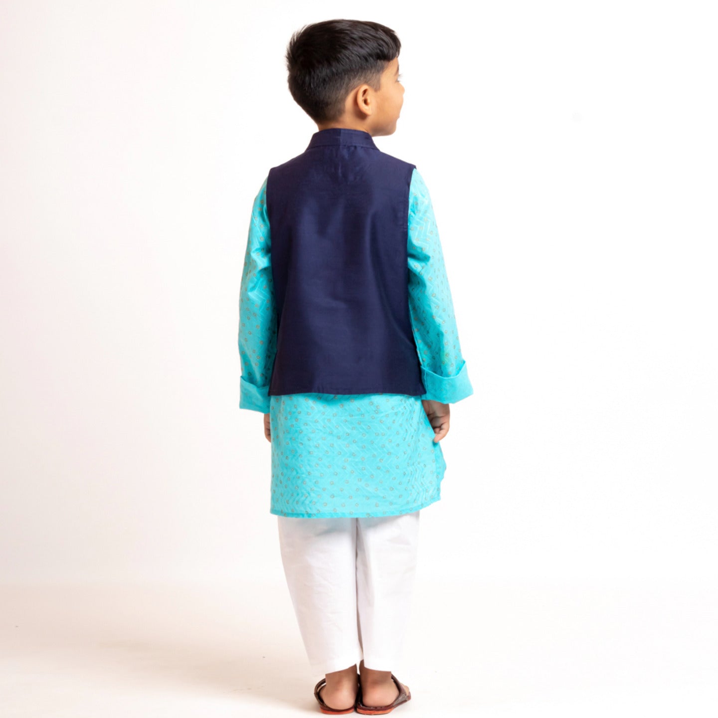 Boy's kurta Jacket Set Turq