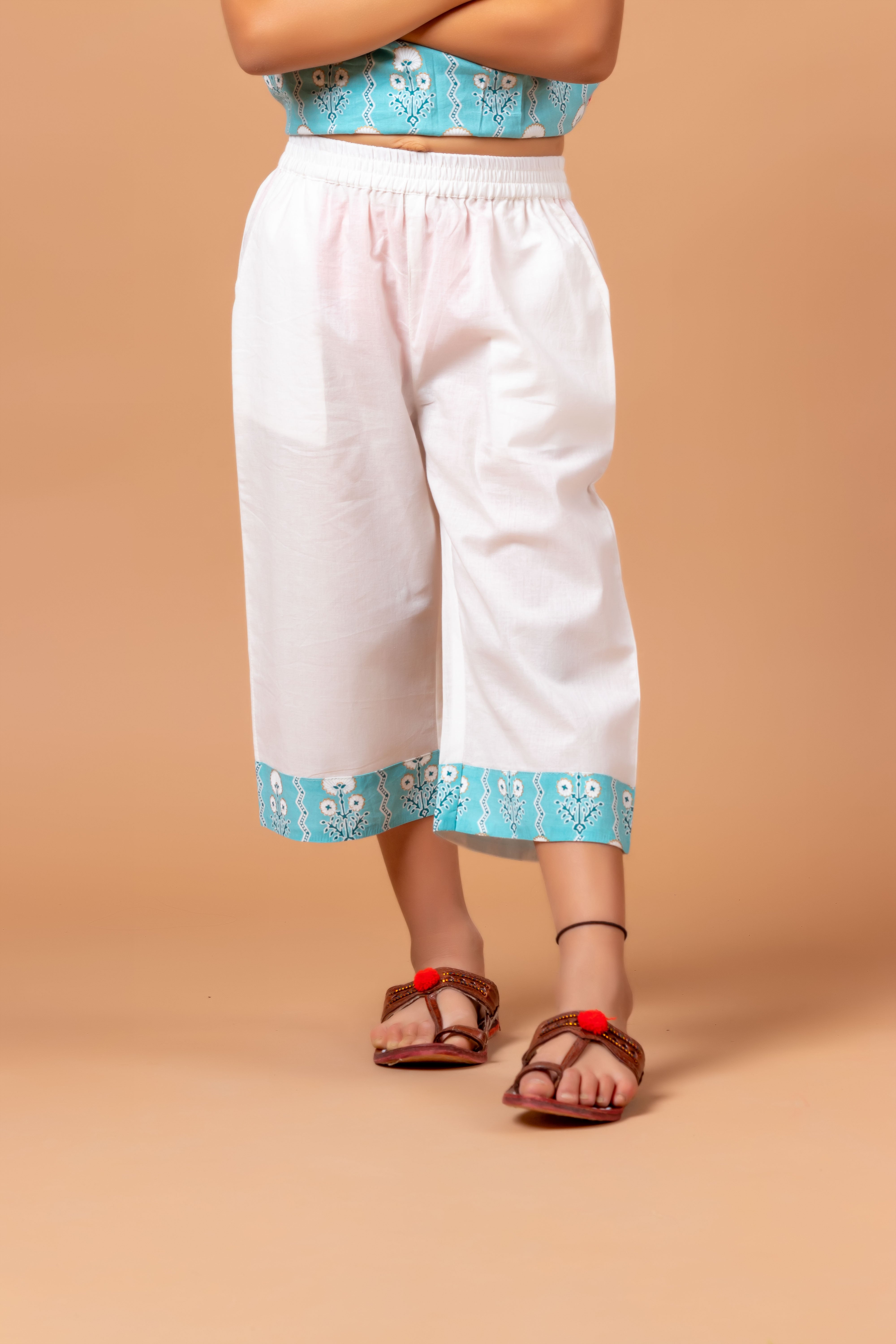 Girls Printed Kurta Set Monika Blue