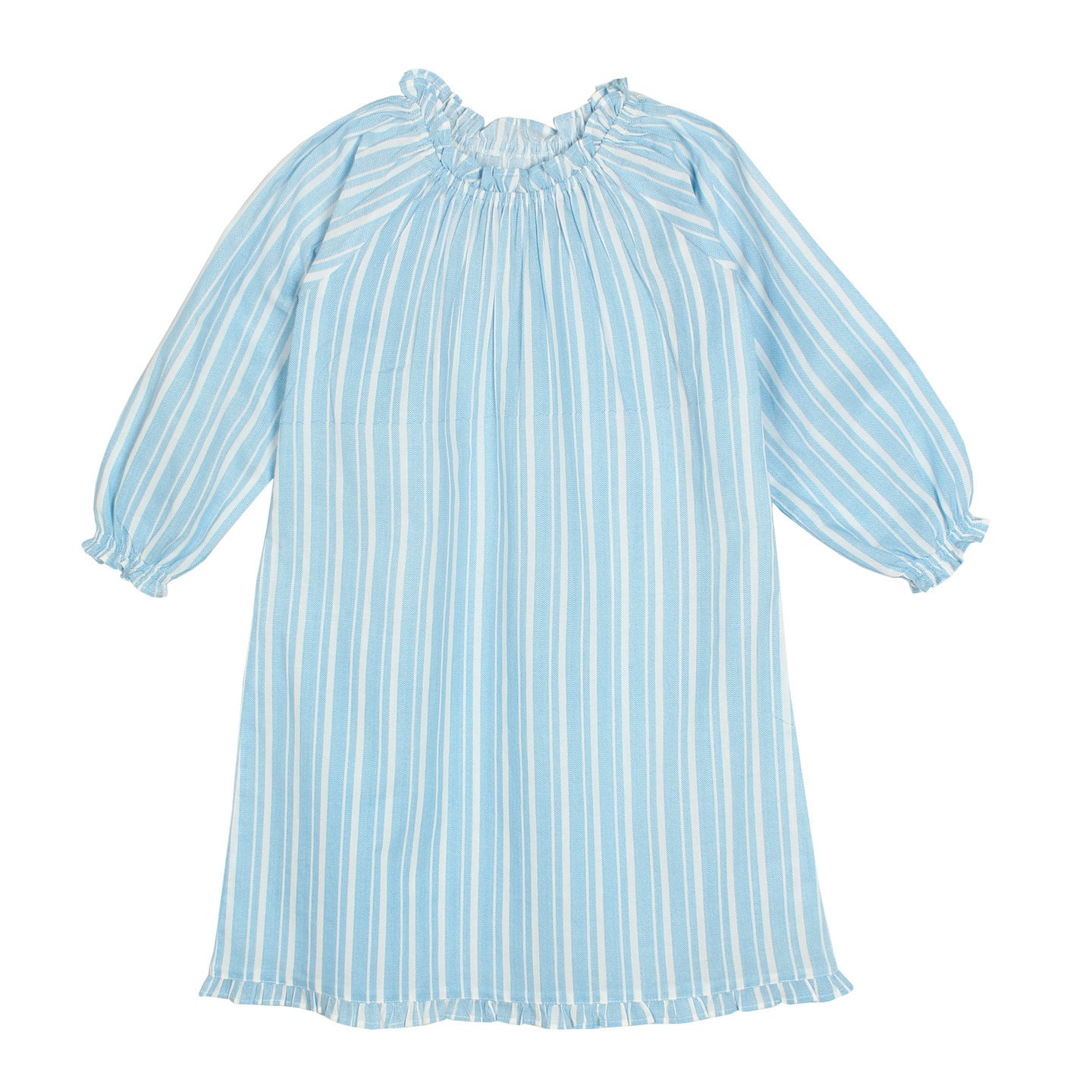 Girl's Night Dress Chevron Stripes Blue Long Sleeved