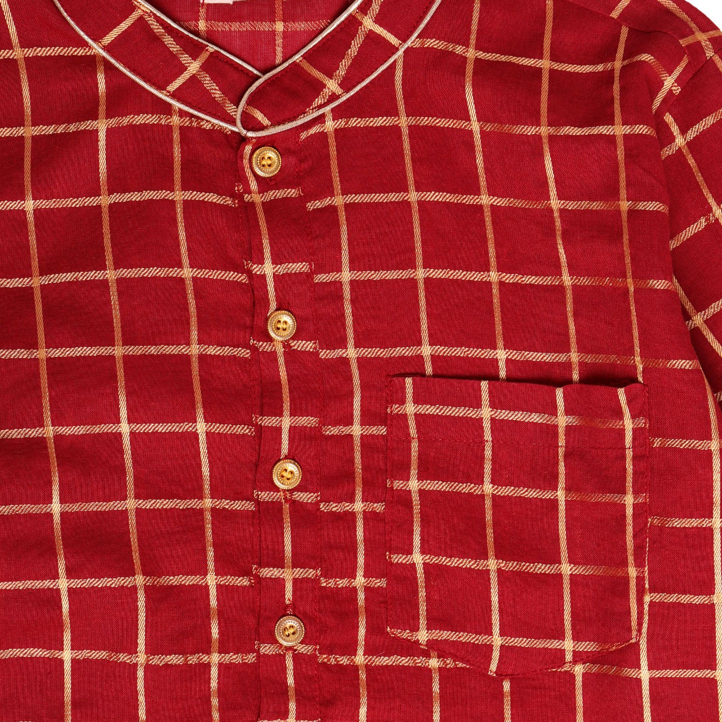 Red Check Boy's Kurta PJ set