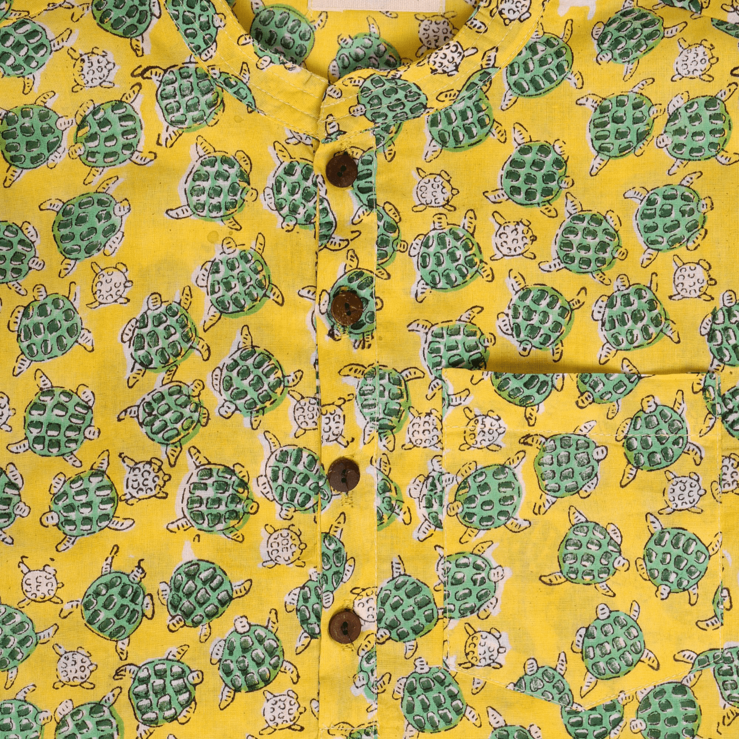 Block Printed Boy's Kurta Sea Turtle Yellow