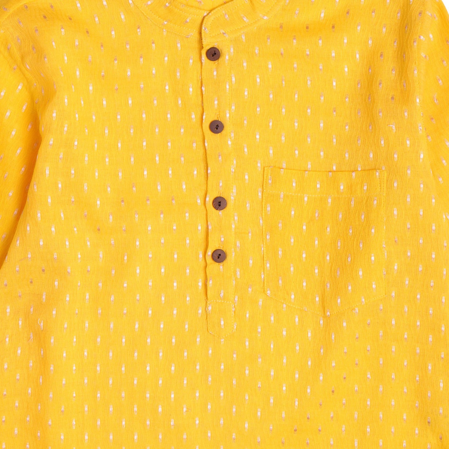 Yellow Jacquard Dobby Boy's Kurta PJ Set