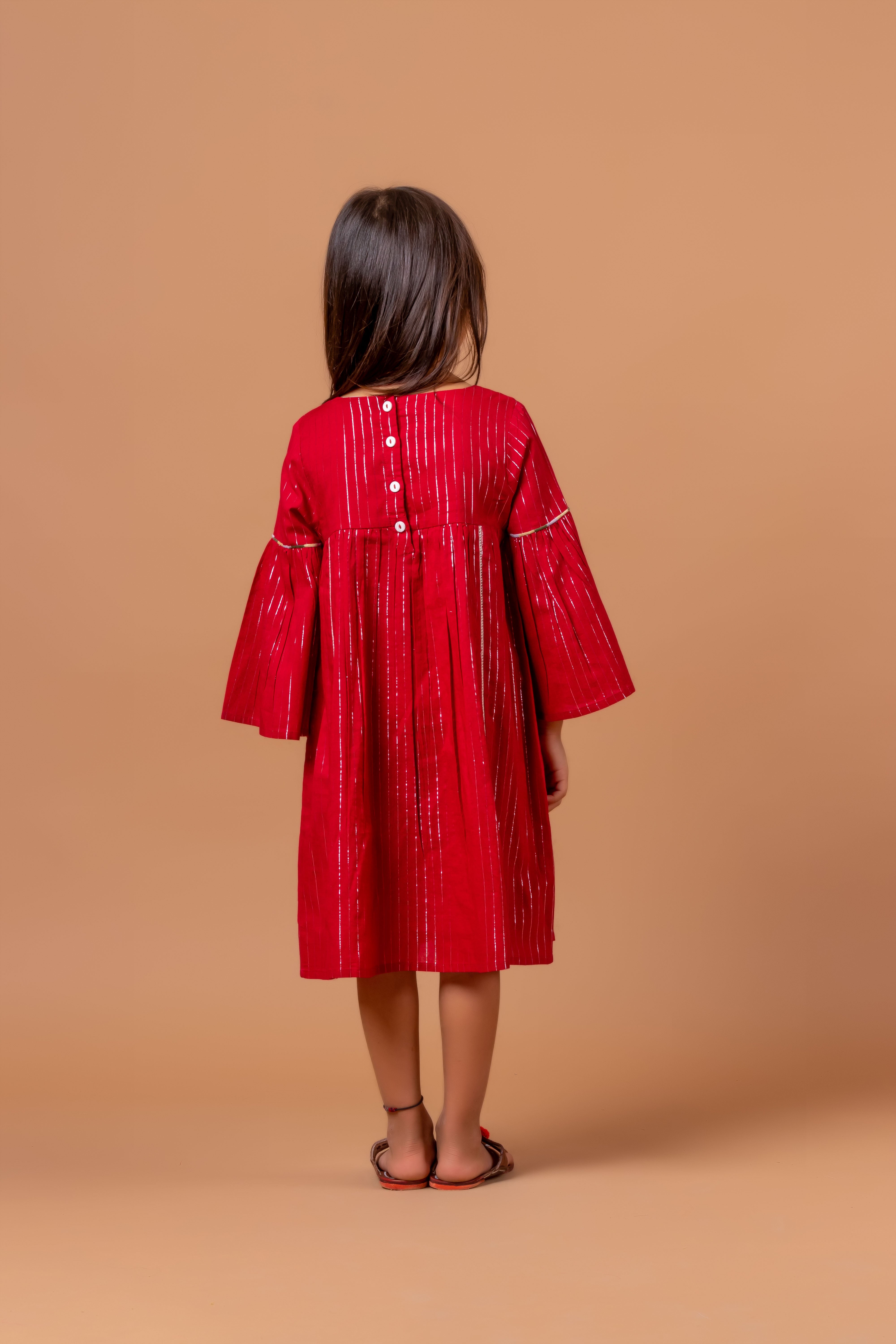 Girls Embroidered Dress Rihanna Lurex Red