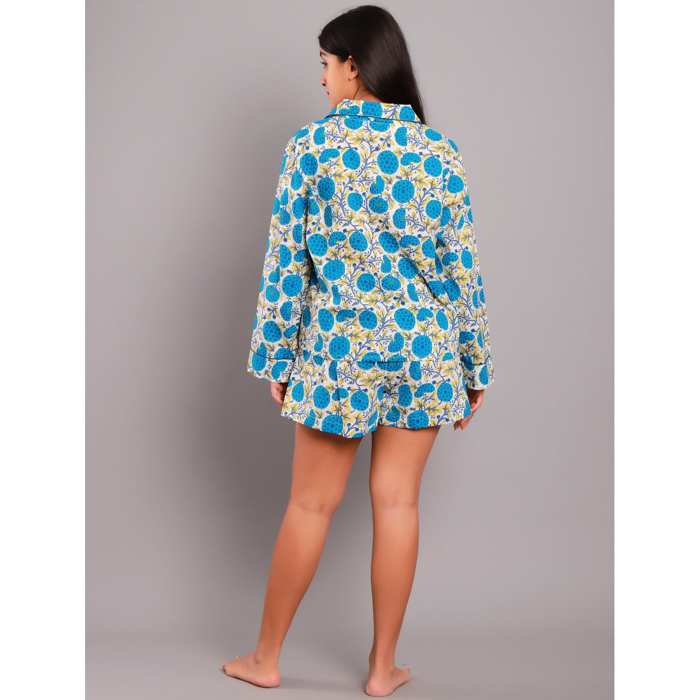 Marigold Night Suit Shorts Set Blue