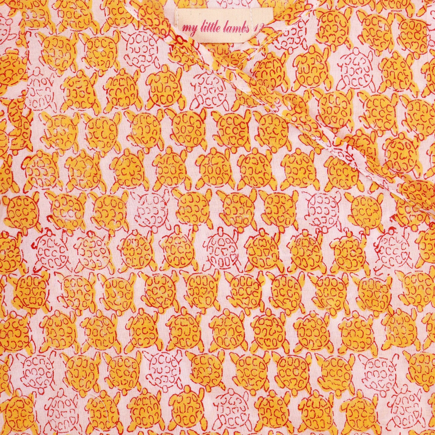 Block Printed Baby Clothing Set Sea Turtle Yellow