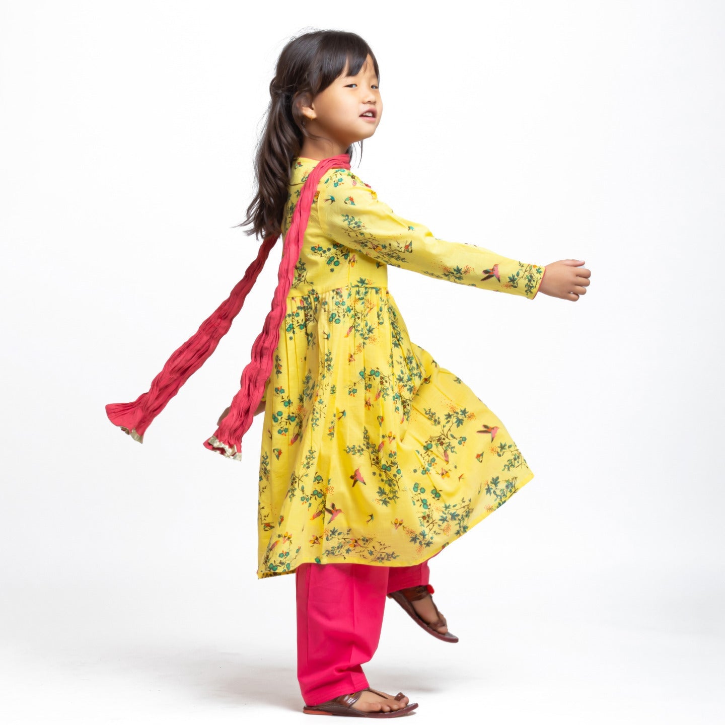 Papiha Kurta Set Yellow bird print