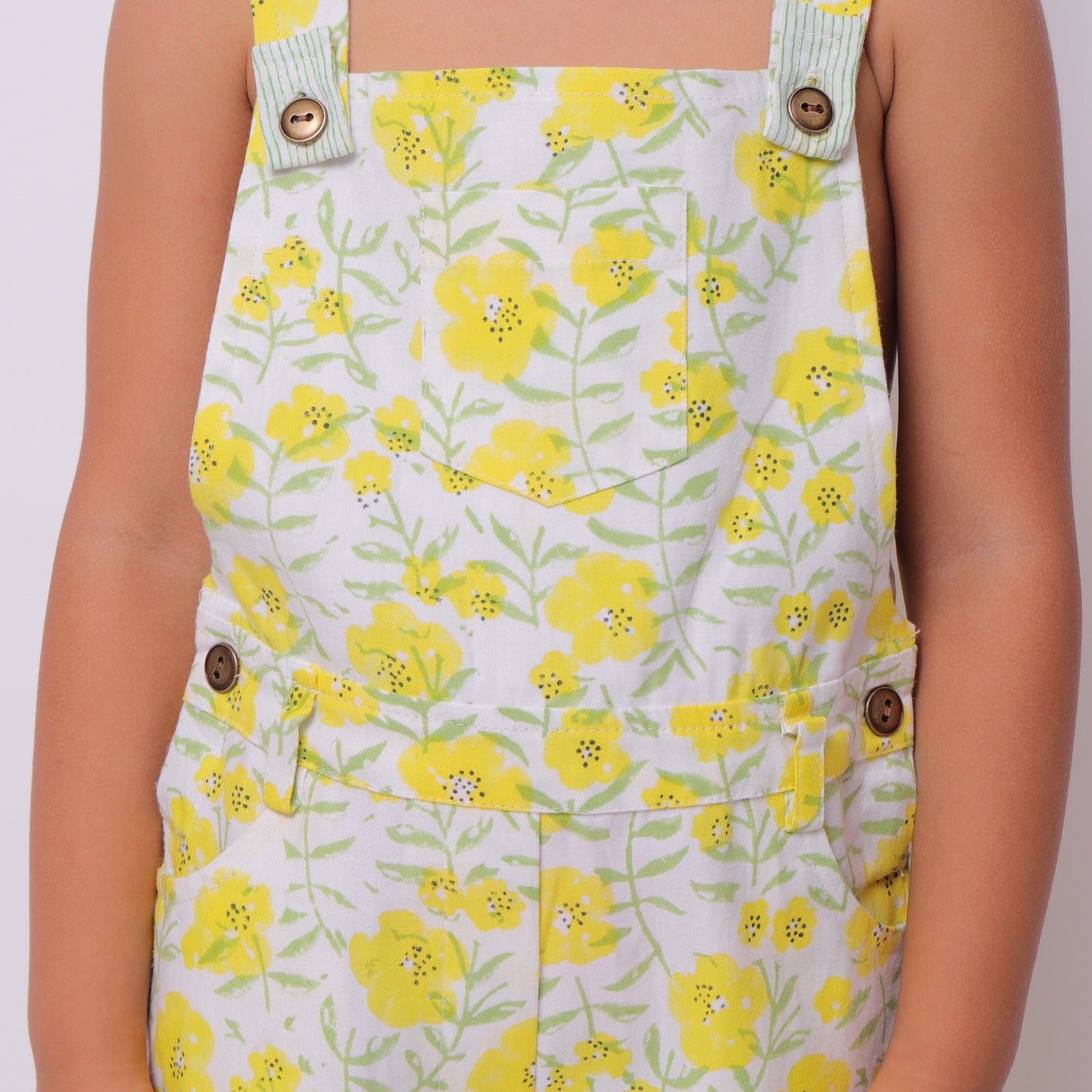 Floral Full Length Dungaree Yellow