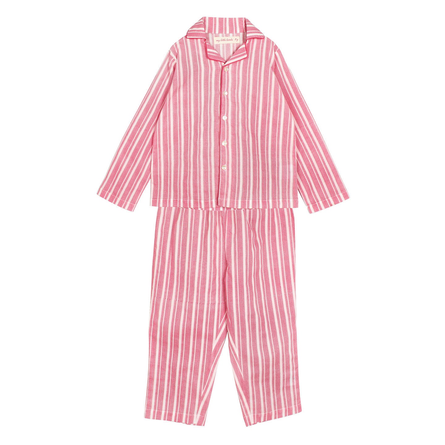 Printed Girl's Night Suit Set Chevron Stripes Pink