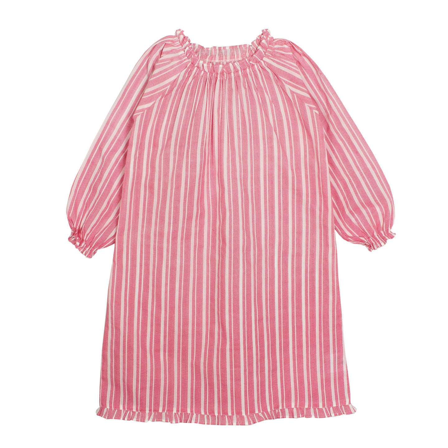 Girl's Night Dress Chevron Stripes Pink Long Sleeved